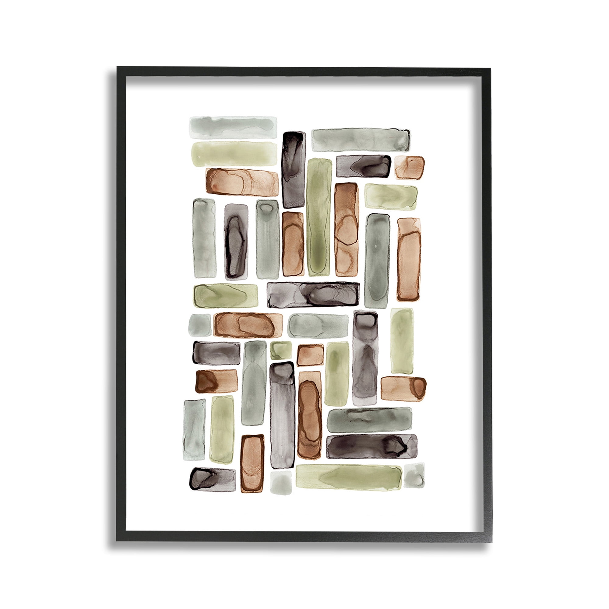 Stupell Industries Mosaic Style Shapes Abstract Painting Black Framed Art Print Wall Art, 11 x 14
