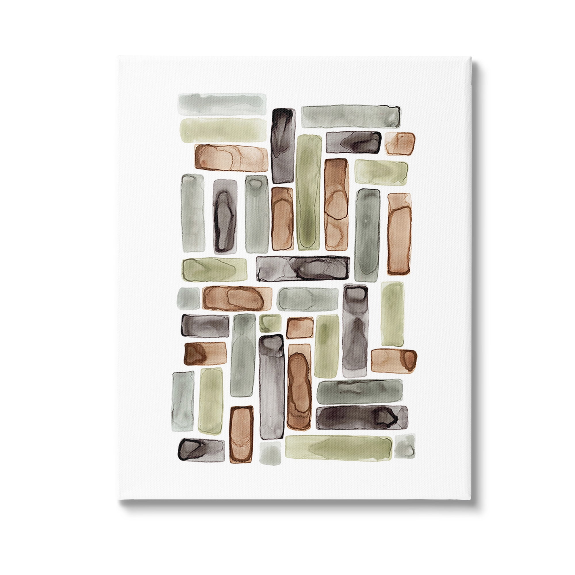 Stupell Industries Mosaic Style Shapes Abstract Painting Gallery Wrapped Canvas Art Print Wall Art, 30 x 40