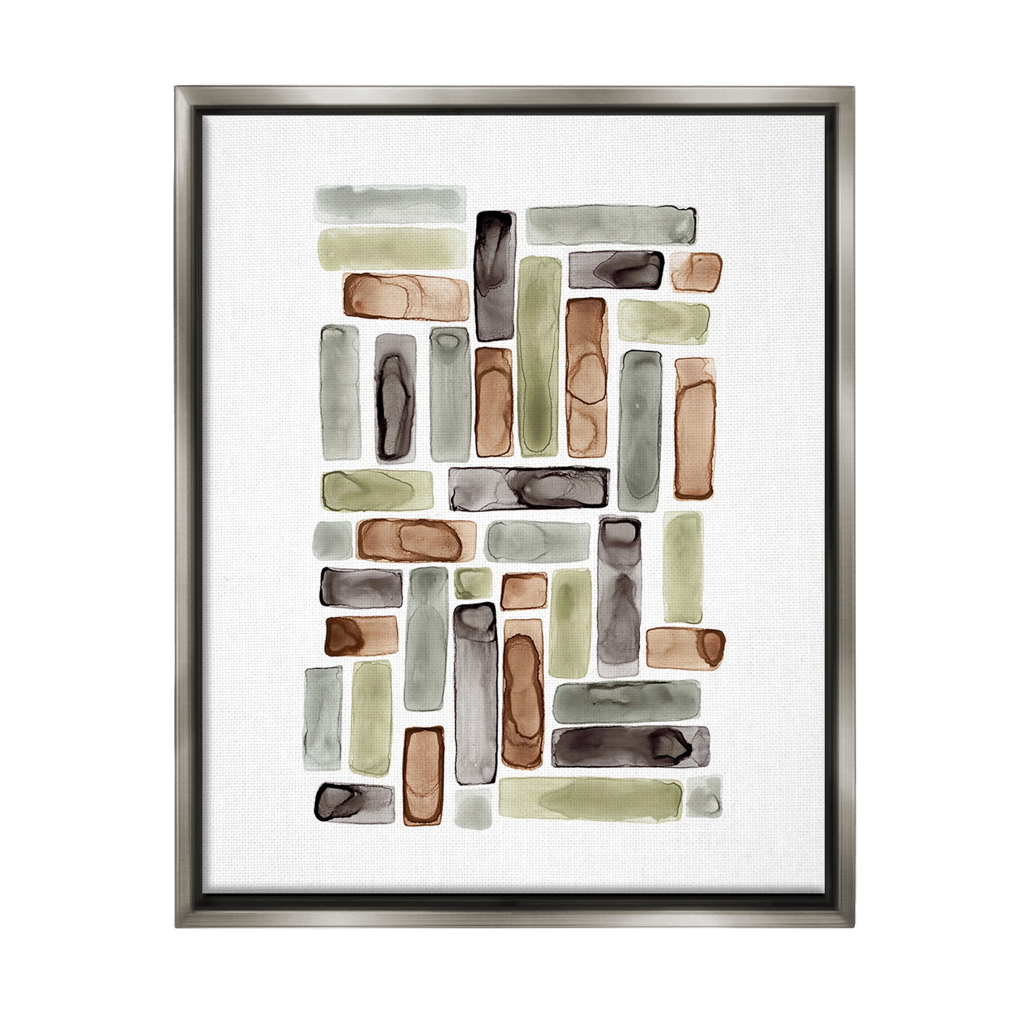 Stupell Industries Mosaic Style Shapes Abstract Painting Gray Floater Framed Canvas Art Print Wall Art, 17 x 21