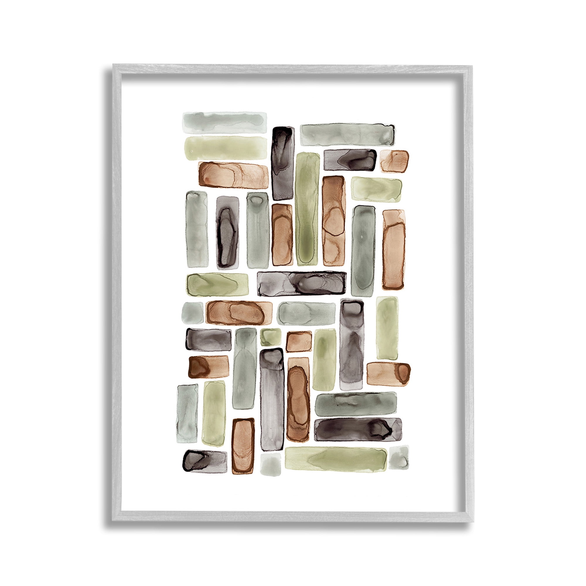 Stupell Industries Mosaic Style Shapes Abstract Painting Gray Framed Art Print Wall Art, 11 x 14