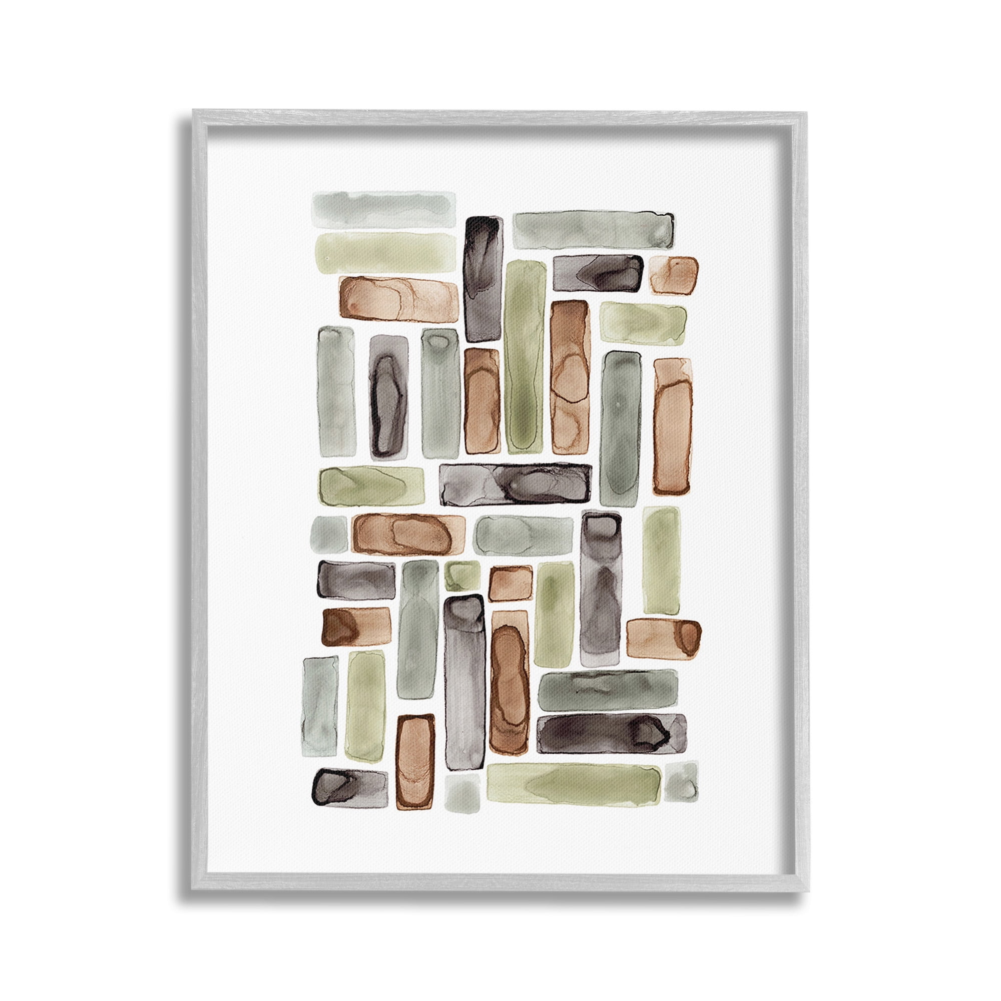 Stupell Industries Mosaic Style Shapes Abstract Painting Gray Framed Art Print Wall Art, 24 x 30