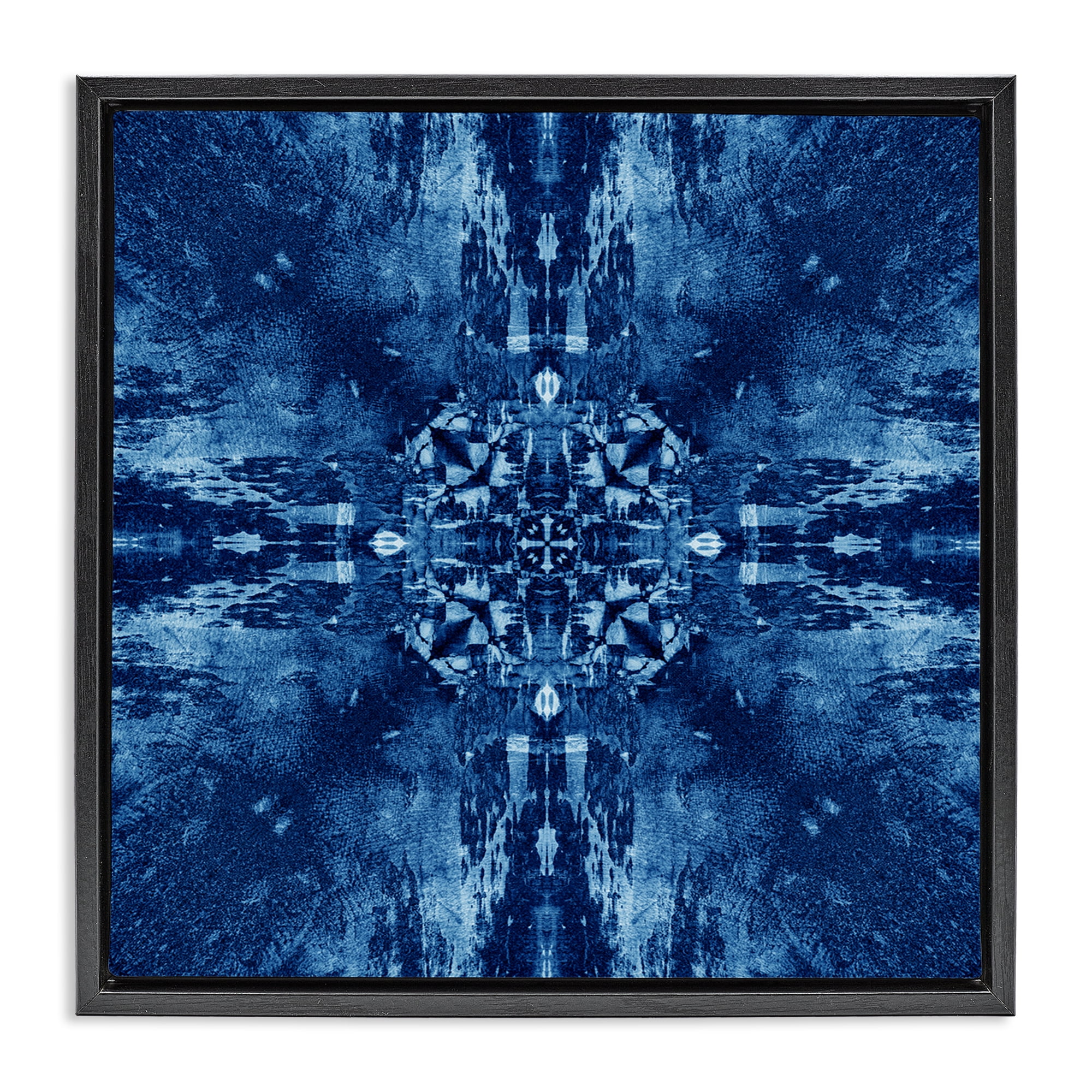 Stupell Industries Mosaic Tie Dye Motif Abstract Painting Black Floater Framed Canvas Art Print Wall Art, 18 x 18