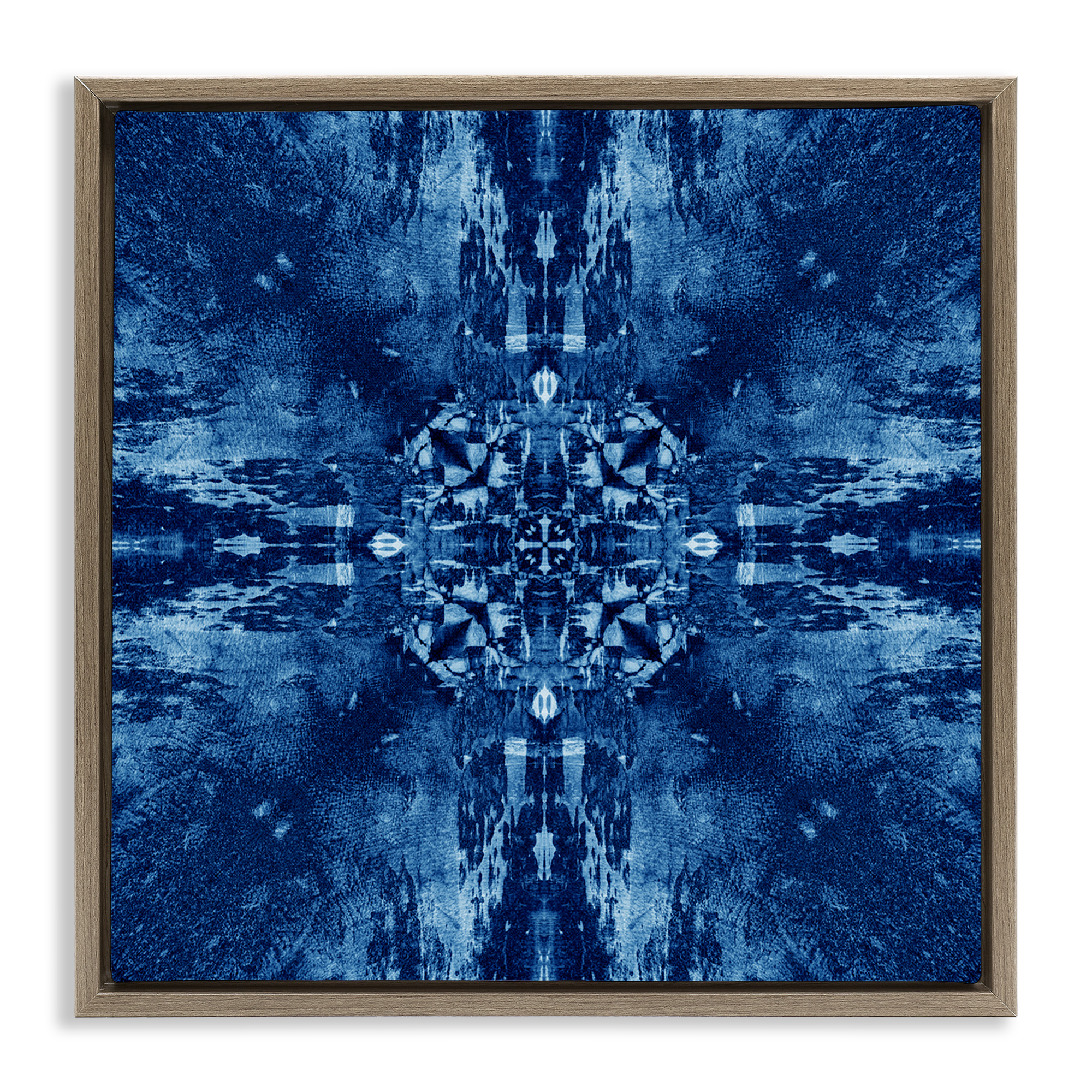 Stupell Industries Mosaic Tie Dye Motif Abstract Painting Brown Floater Framed Canvas Art Print Wall Art, 18 x 18