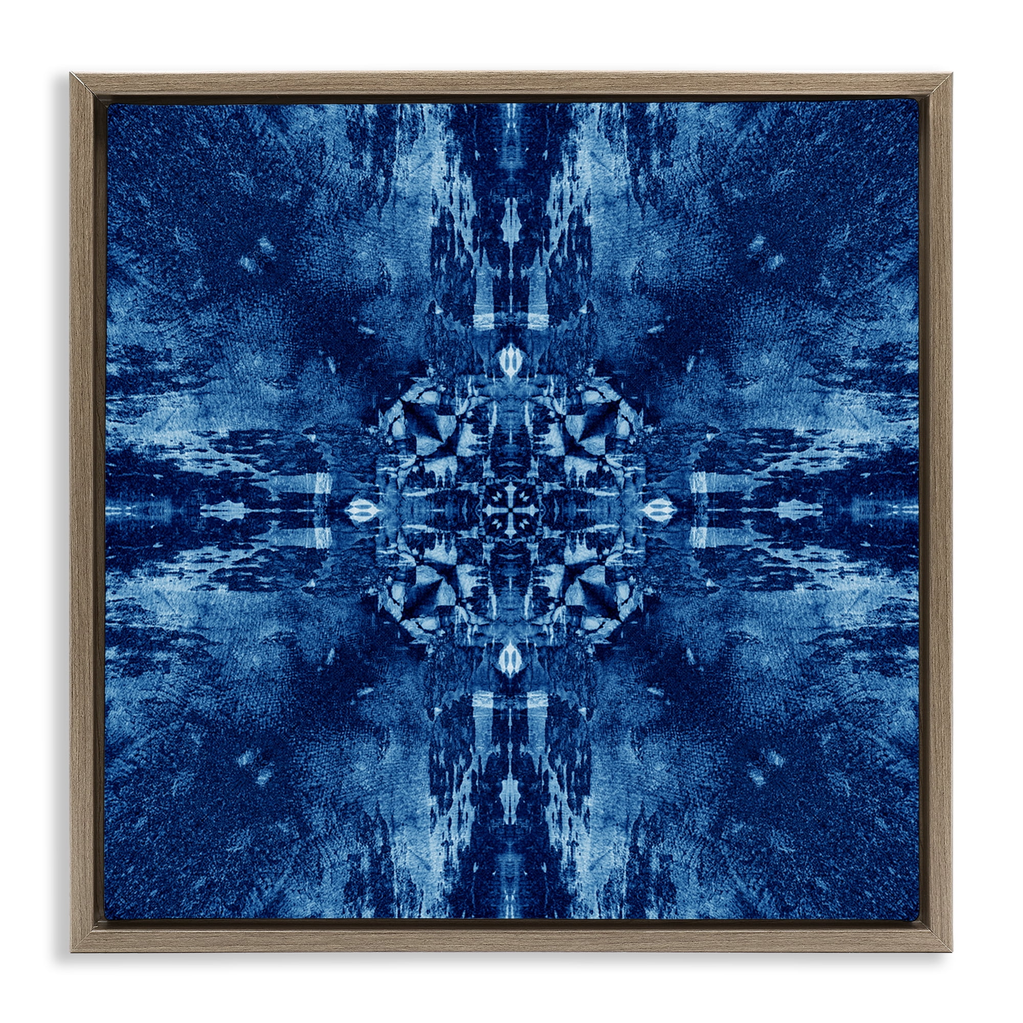 Stupell Industries Mosaic Tie Dye Motif Abstract Painting Brown Floater Framed Canvas Art Print Wall Art, 25 x 25