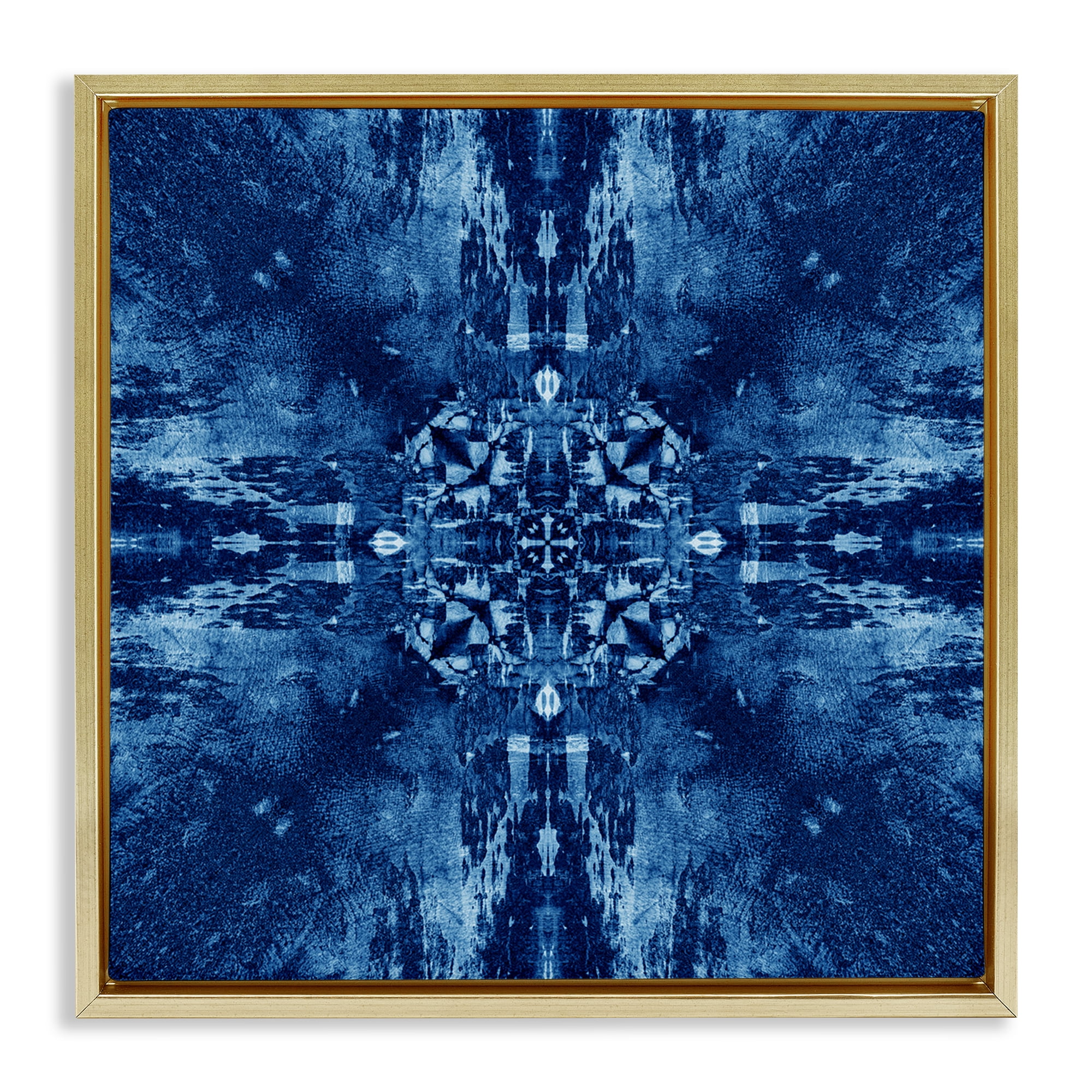 Stupell Industries Mosaic Tie Dye Motif Abstract Painting Gold Floater Framed Canvas Art Print Wall Art, 18 x 18