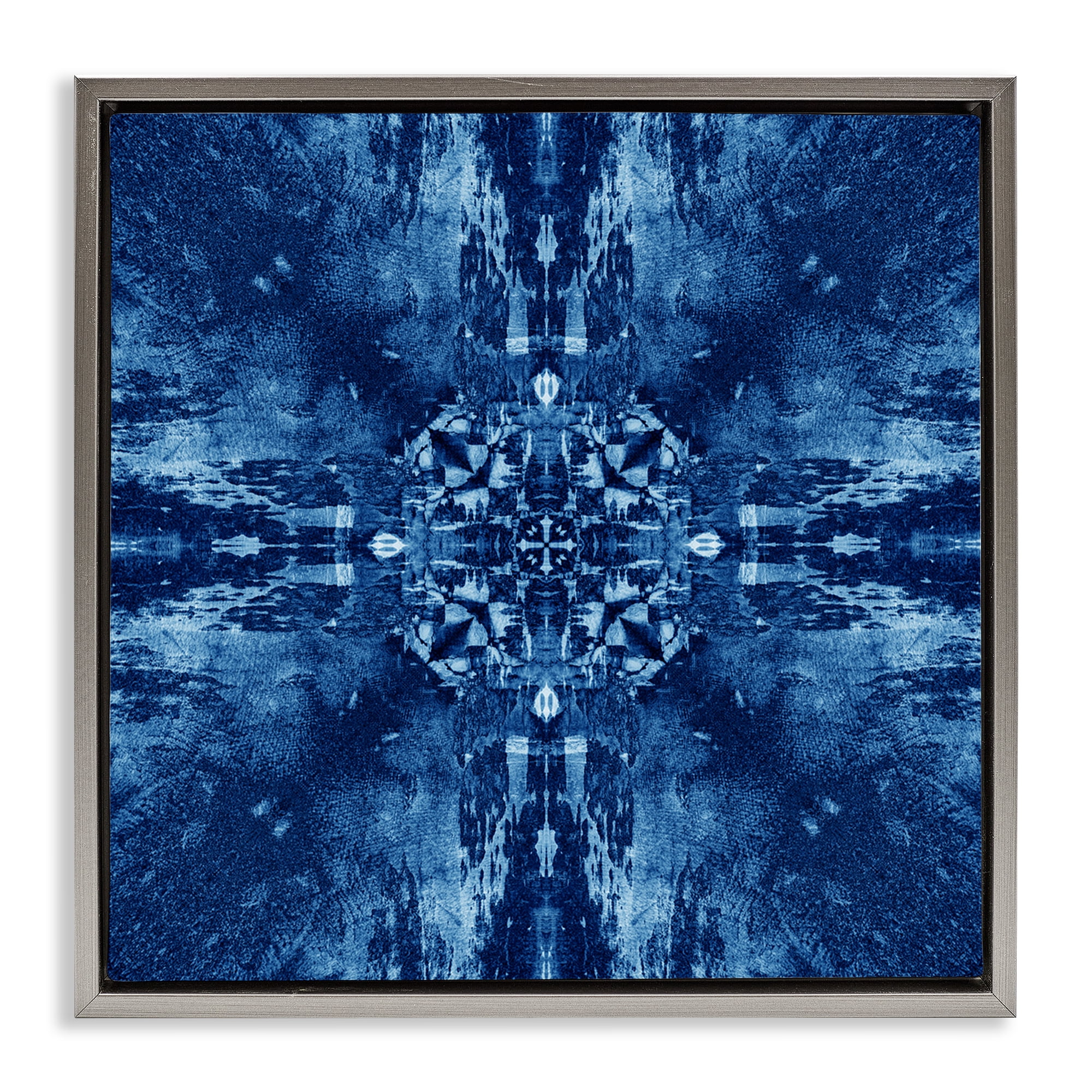 Stupell Industries Mosaic Tie Dye Motif Abstract Painting Gray Floater Framed Canvas Art Print Wall Art, 18 x 18
