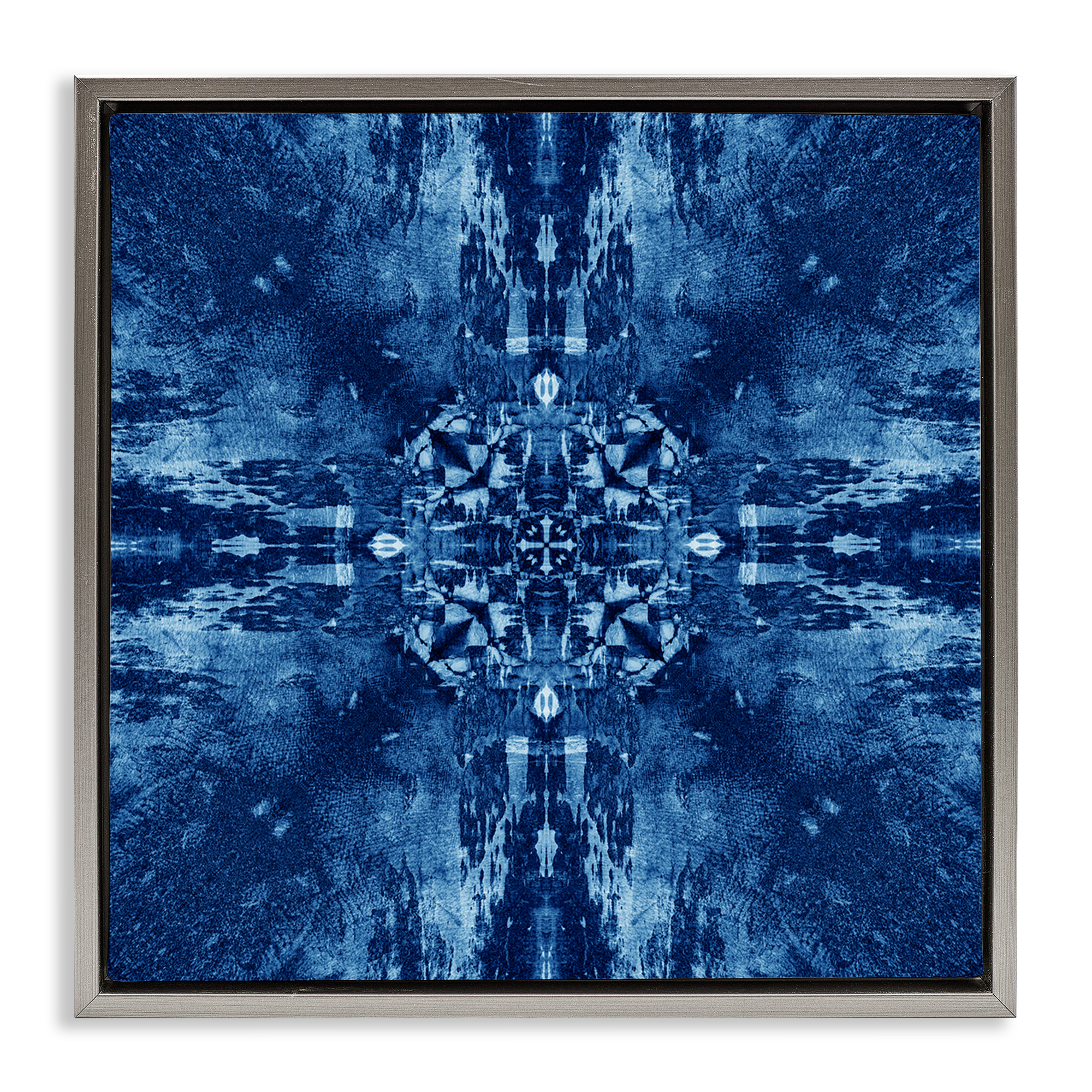 Stupell Industries Mosaic Tie Dye Motif Abstract Painting Gray Floater Framed Canvas Art Print Wall Art, 25 x 25