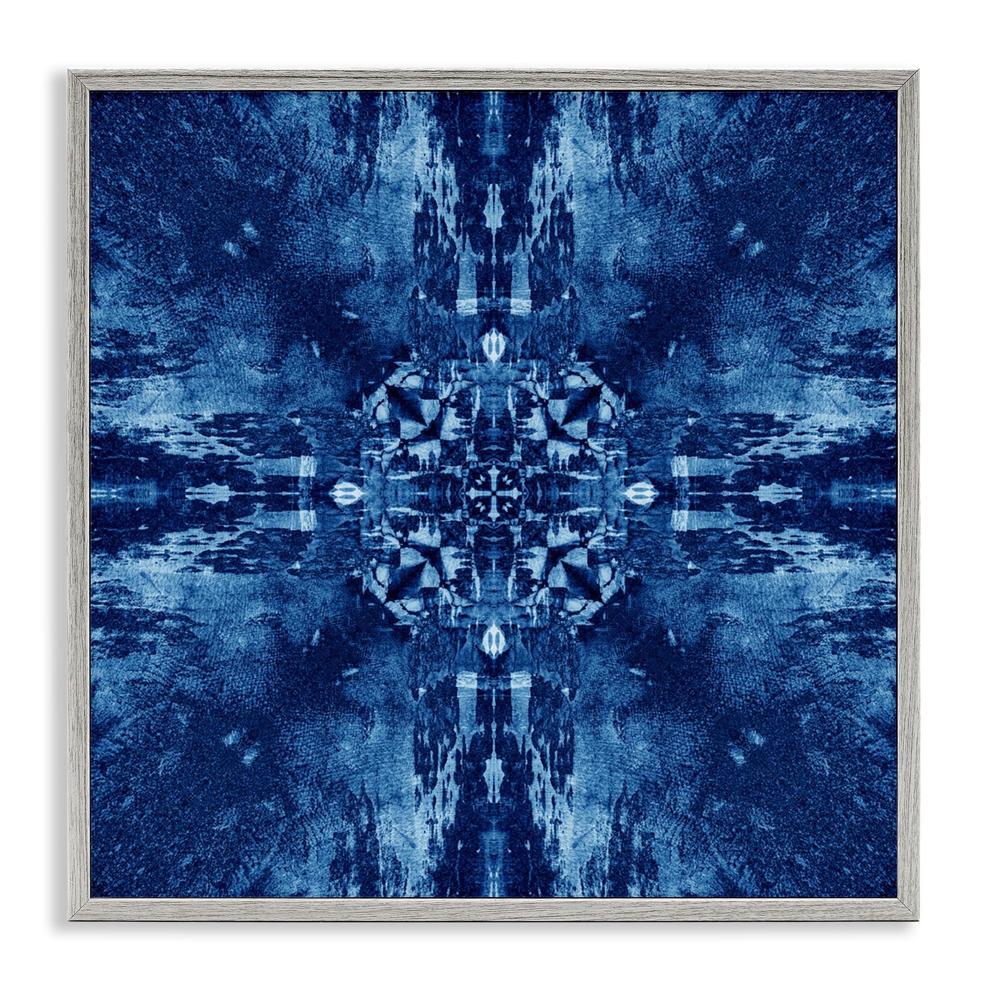 Stupell Industries Mosaic Tie Dye Motif Abstract Painting Gray Framed Art Print Wall Art, 12 x 12