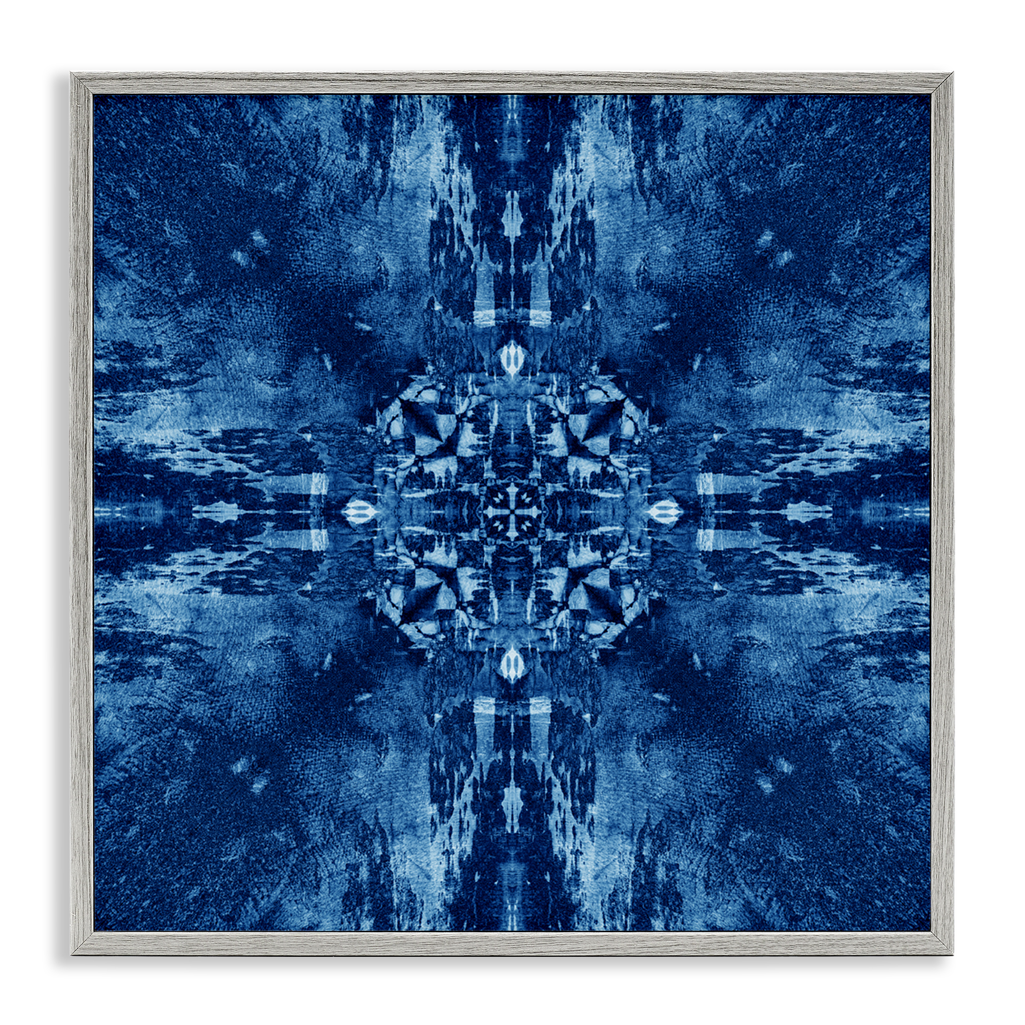 Stupell Industries Mosaic Tie Dye Motif Abstract Painting Gray Framed Art Print Wall Art, 17 x 17