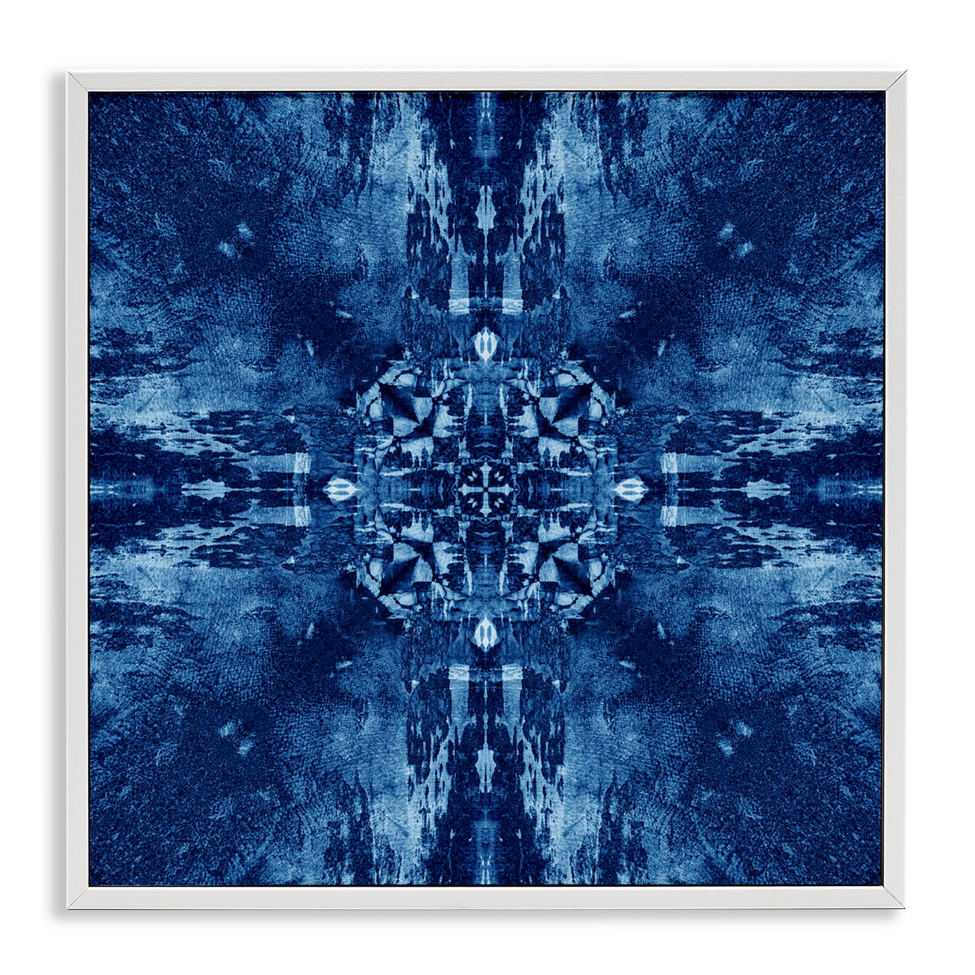 Stupell Industries Mosaic Tie Dye Motif Abstract Painting White Framed Art Print Wall Art, 17 x 17