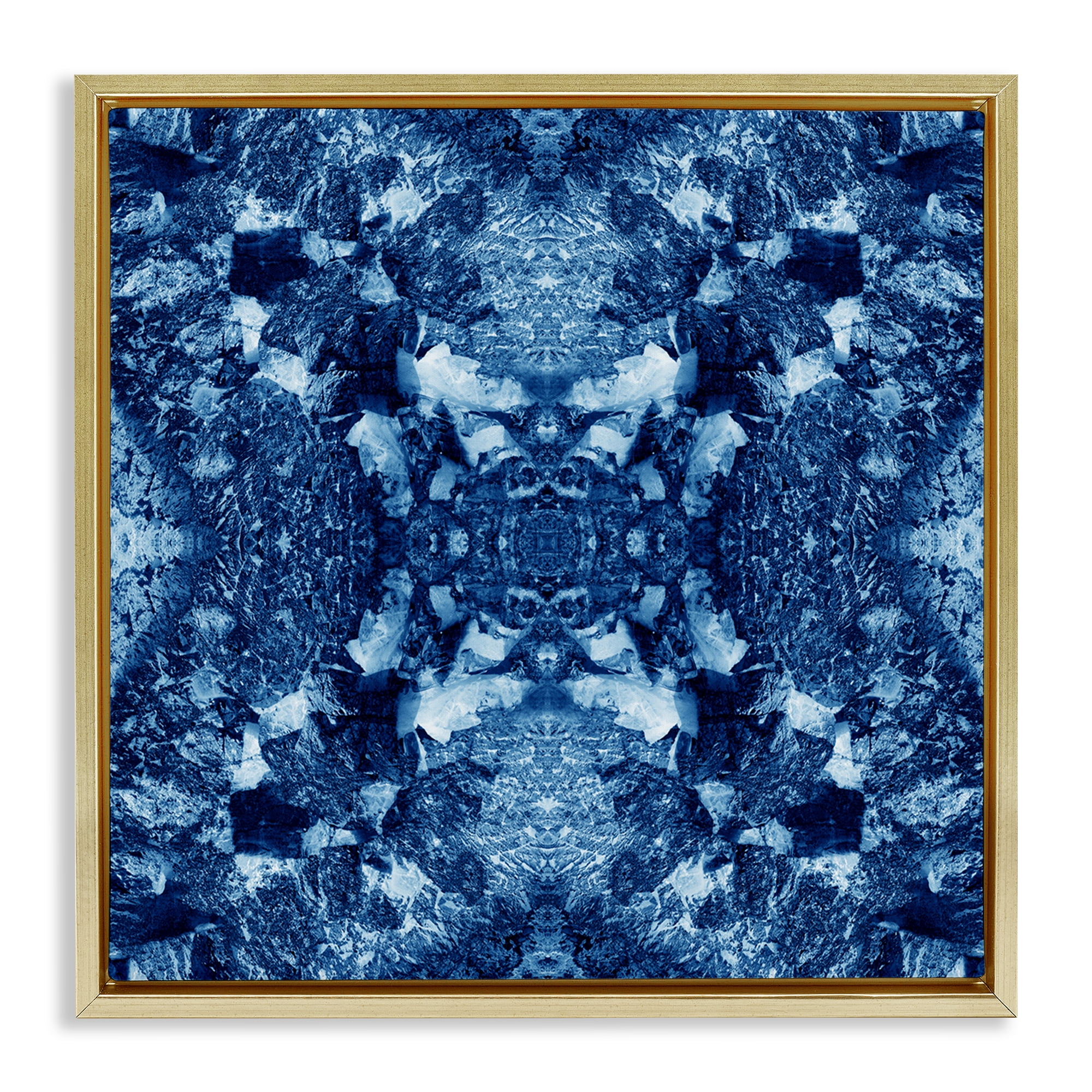 Stupell Industries Mosaic Tie Dye Pattern Abstract Painting Gold Floater Framed Canvas Art Print Wall Art, 18 x 18