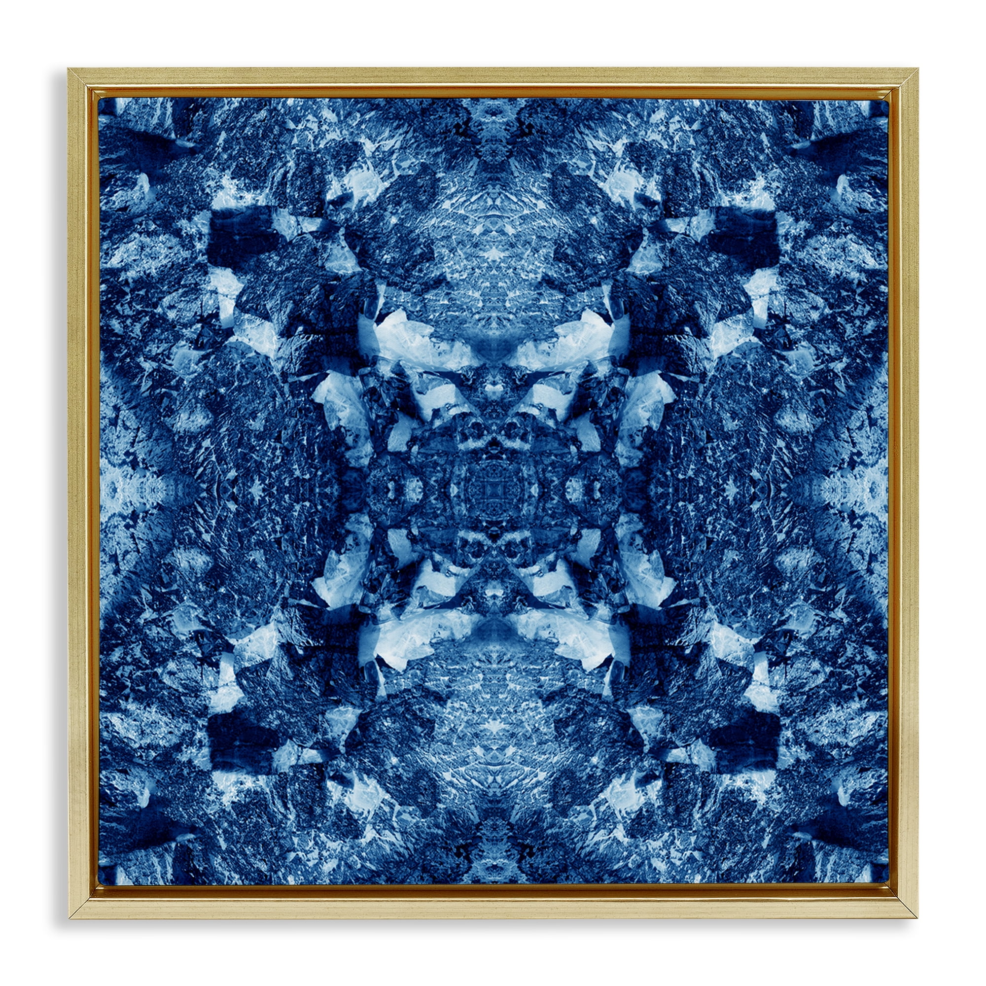 Stupell Industries Mosaic Tie Dye Pattern Abstract Painting Gold Floater Framed Canvas Art Print Wall Art, 25 x 25
