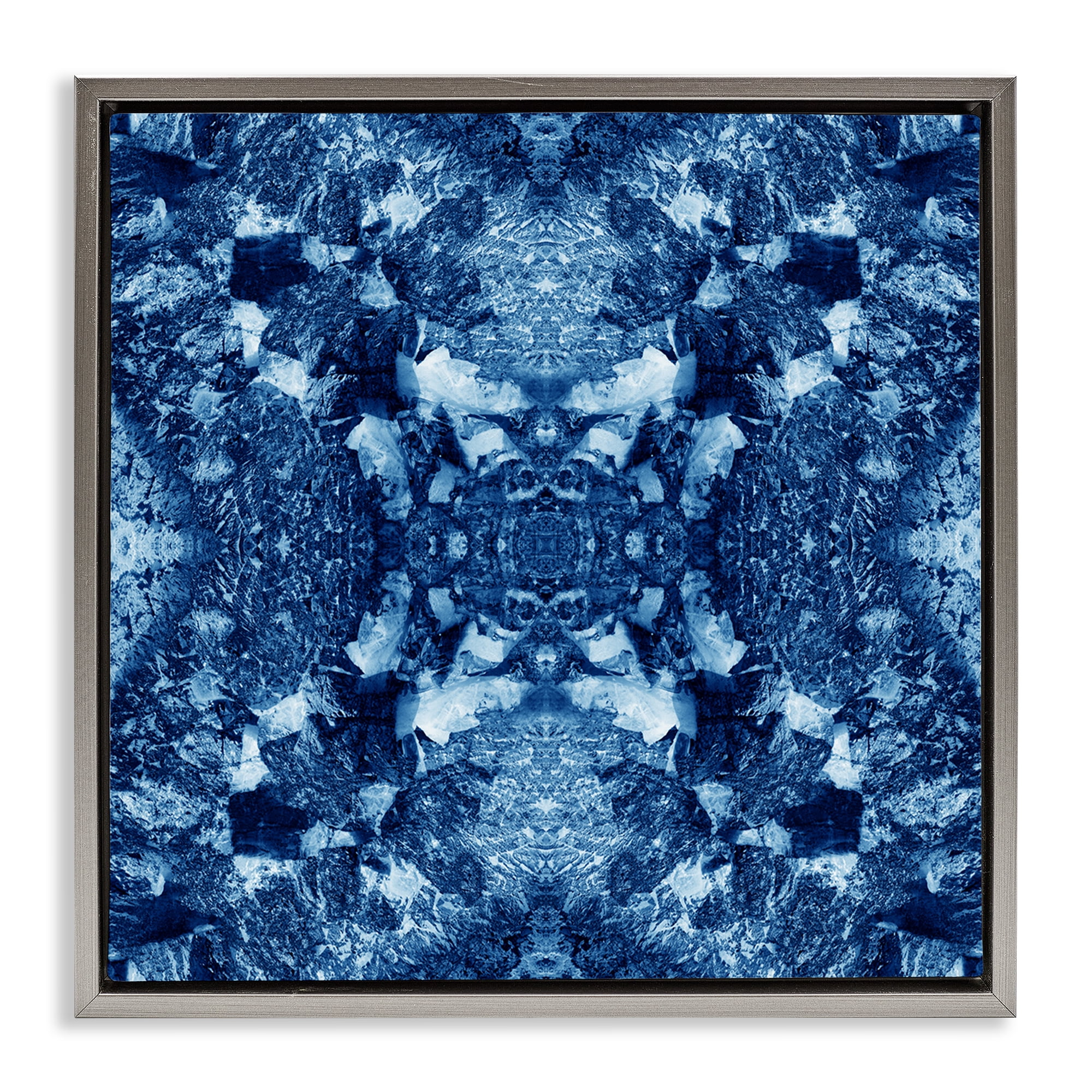 Stupell Industries Mosaic Tie Dye Pattern Abstract Painting Gray Floater Framed Canvas Art Print Wall Art, 18 x 18