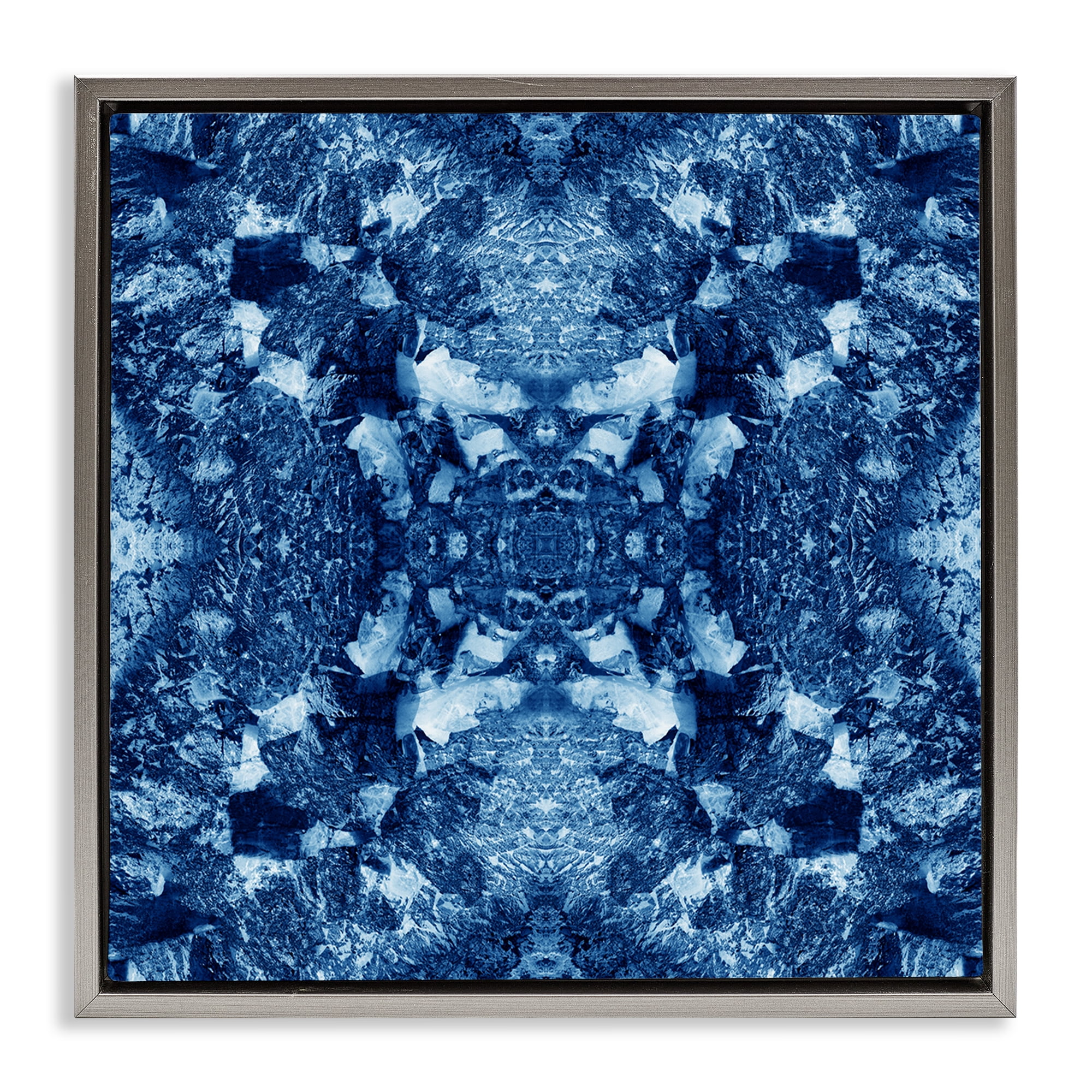 Stupell Industries Mosaic Tie Dye Pattern Abstract Painting Gray Floater Framed Canvas Art Print Wall Art, 25 x 25