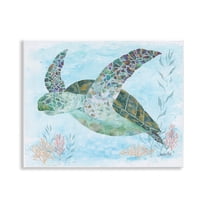 Stupell Industries Mosaic Tortoise Underwater Animals & Insects Painting Unframed Art Print Wall Art, 14 x 11