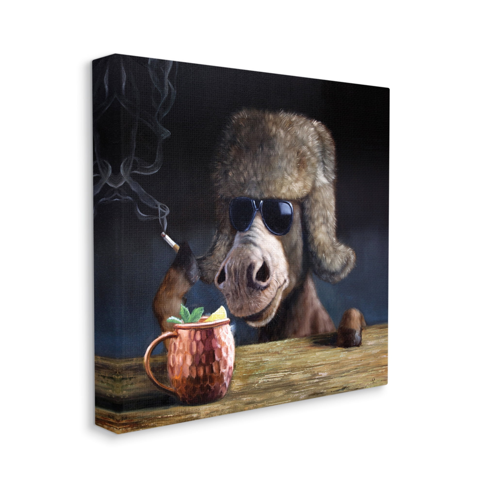 Stupell Industries Moscow Mule Funny Animal Drink Pun,36 x 36,Designed by Lucia Heffernan