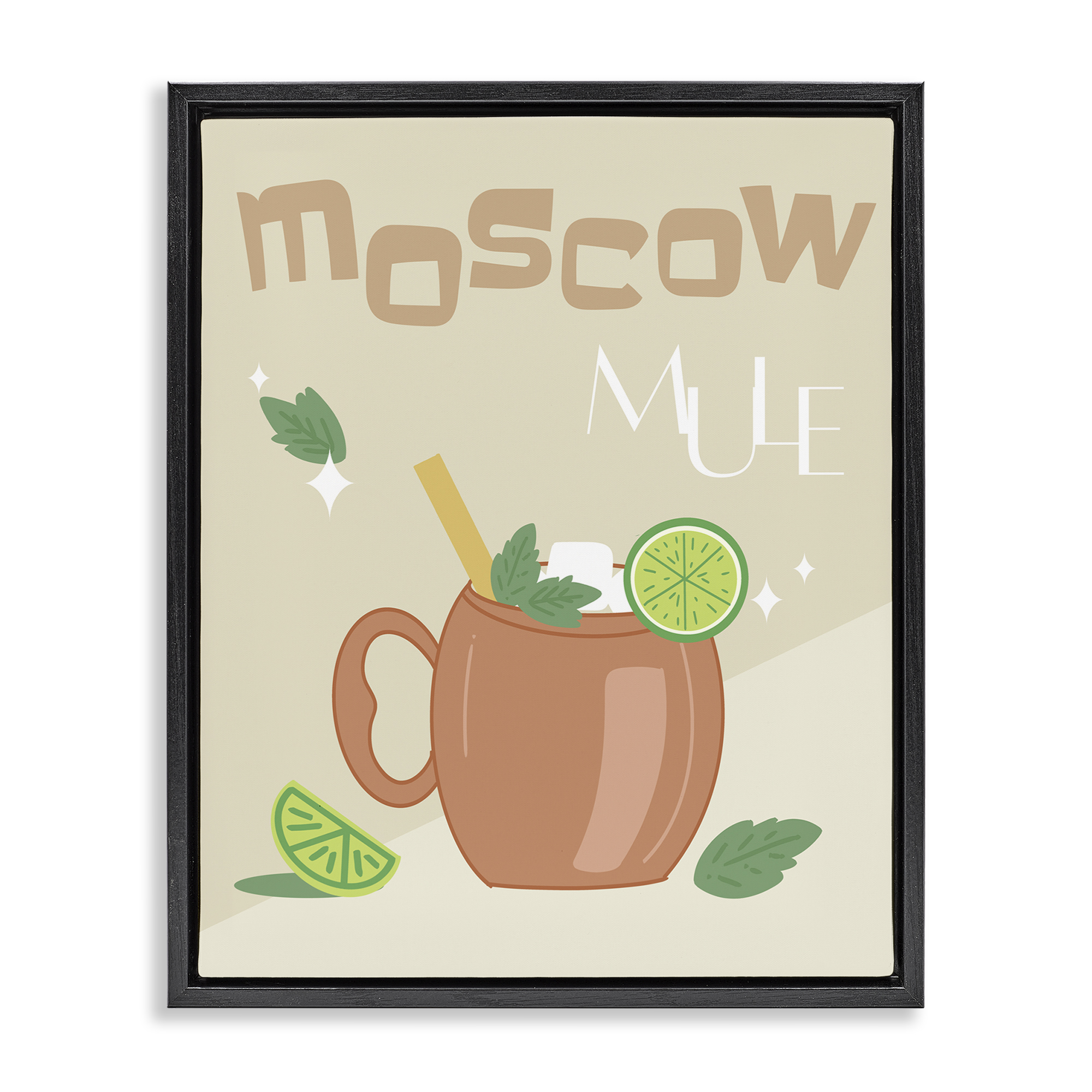 Stupell Industries Moscow Mule Typography Food & Beverage Painting Black Floater Framed Canvas Art Print Wall Art, 25 x 31