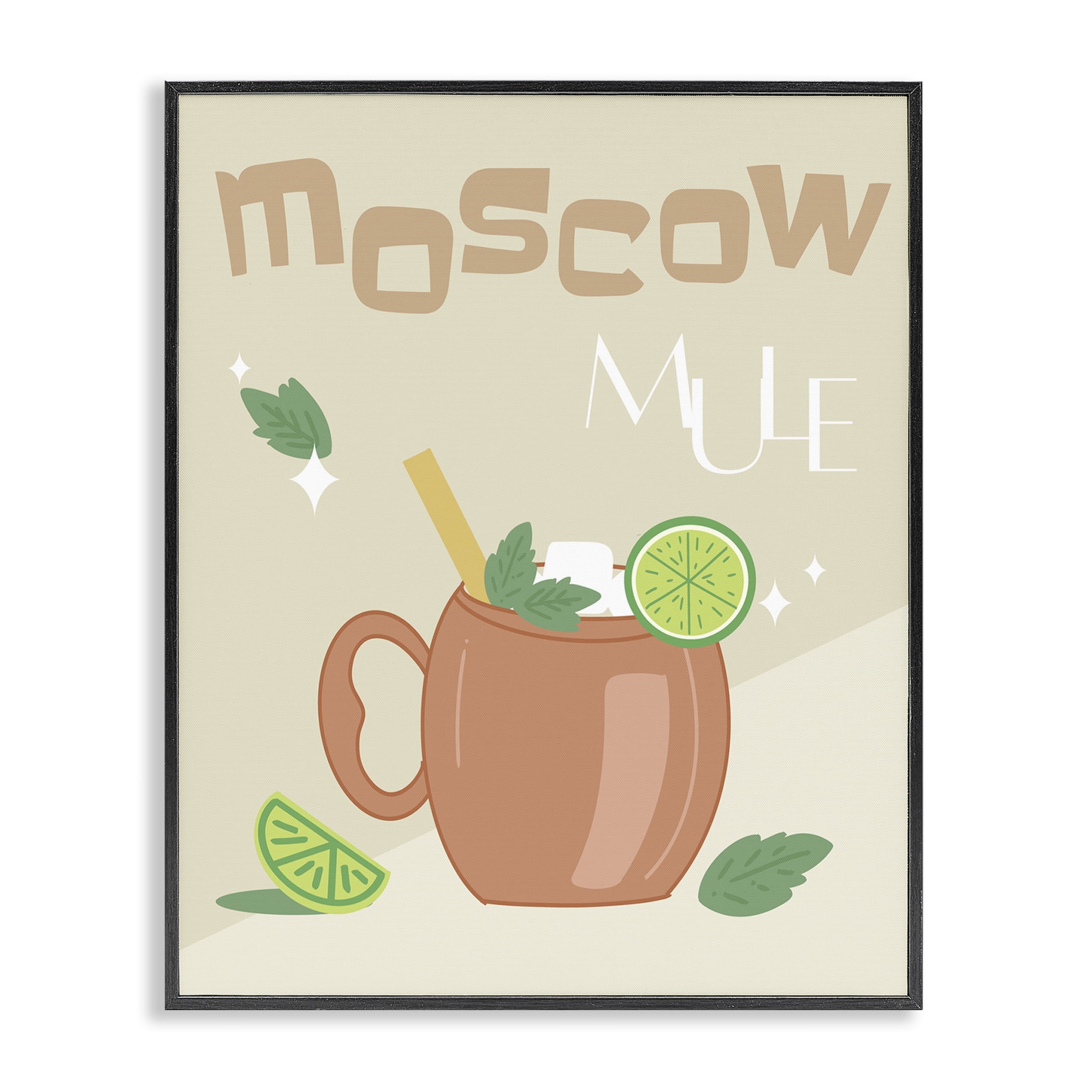 Stupell Industries Moscow Mule Typography Food & Beverage Painting Black Framed Art Print Wall Art, 11 x 14