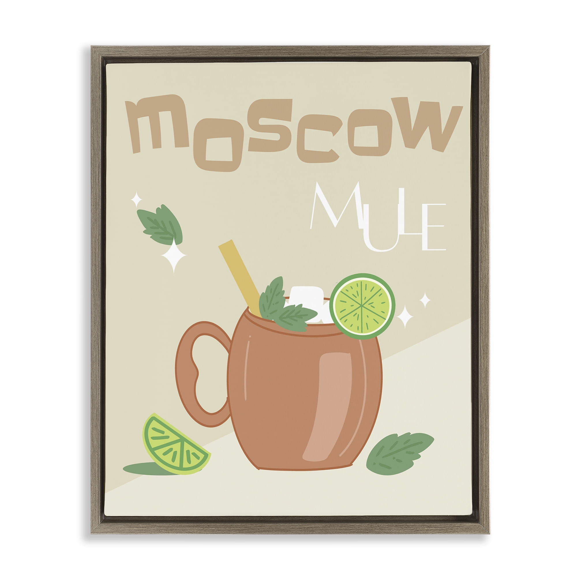 Stupell Industries Moscow Mule Typography Food & Beverage Painting Brown Floater Framed Canvas Art Print Wall Art, 17 x 21