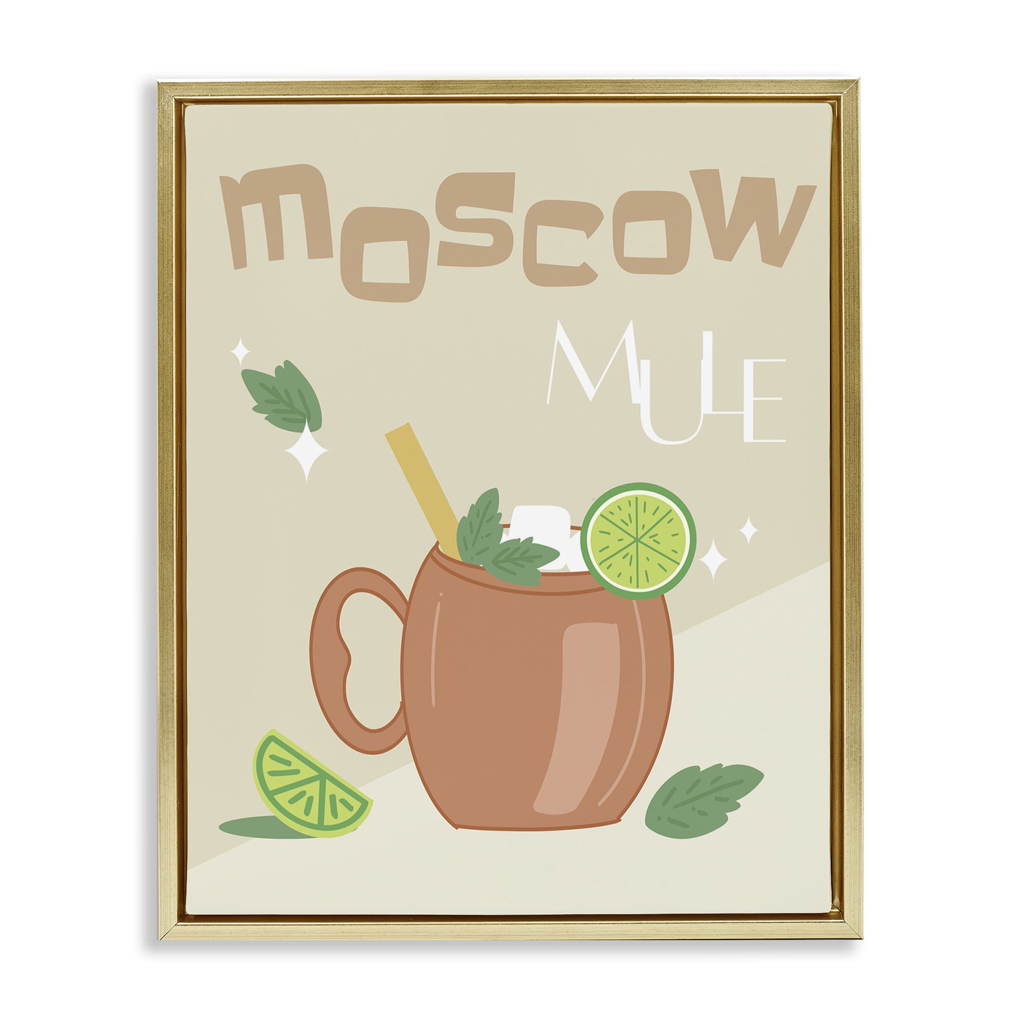 Stupell Industries Moscow Mule Typography Food & Beverage Painting Gold Floater Framed Canvas Art Print Wall Art, 17 x 21