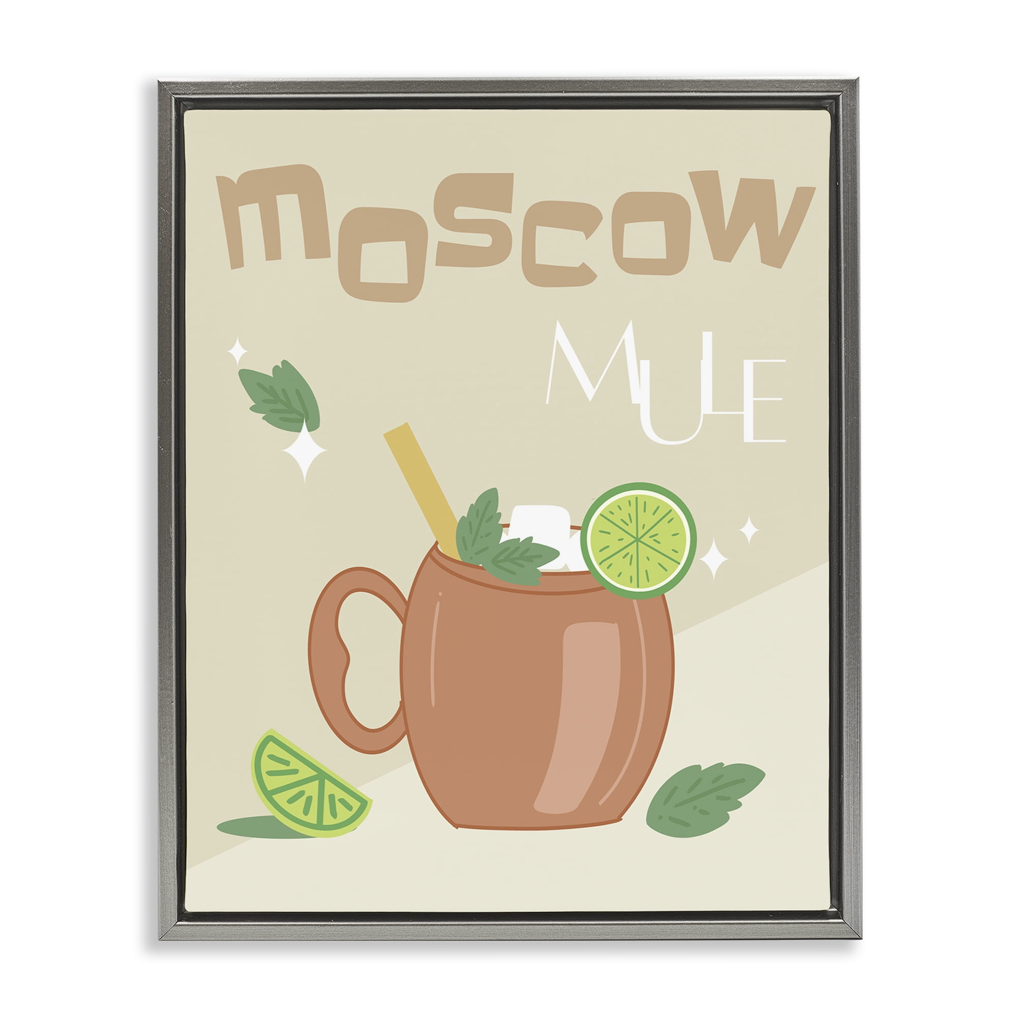 Stupell Industries Moscow Mule Typography Food & Beverage Painting Gray Floater Framed Canvas Art Print Wall Art, 17 x 21