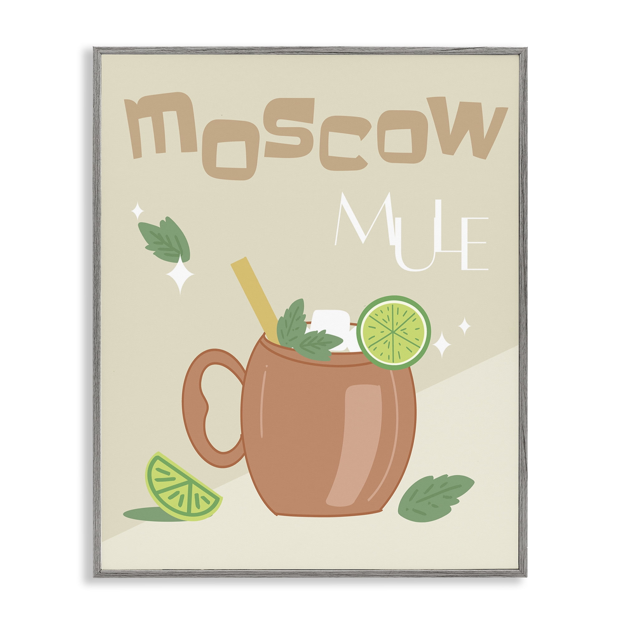 Stupell Industries Moscow Mule Typography Food & Beverage Painting Gray Framed Art Print Wall Art, 24 x 30