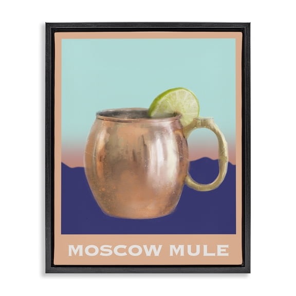 Stupell Industries Moscow Mule over Landscape Food & Beverage Painting Black Floater Framed Canvas Art Print Wall Art, 25 x 31