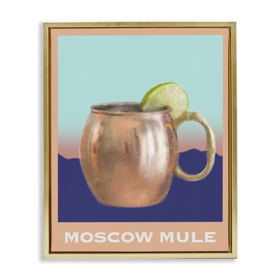 Stupell Industries Moscow Mule over Landscape Food & Beverage Painting Gold Floater Framed Canvas Art Print Wall Art, 17 x 21