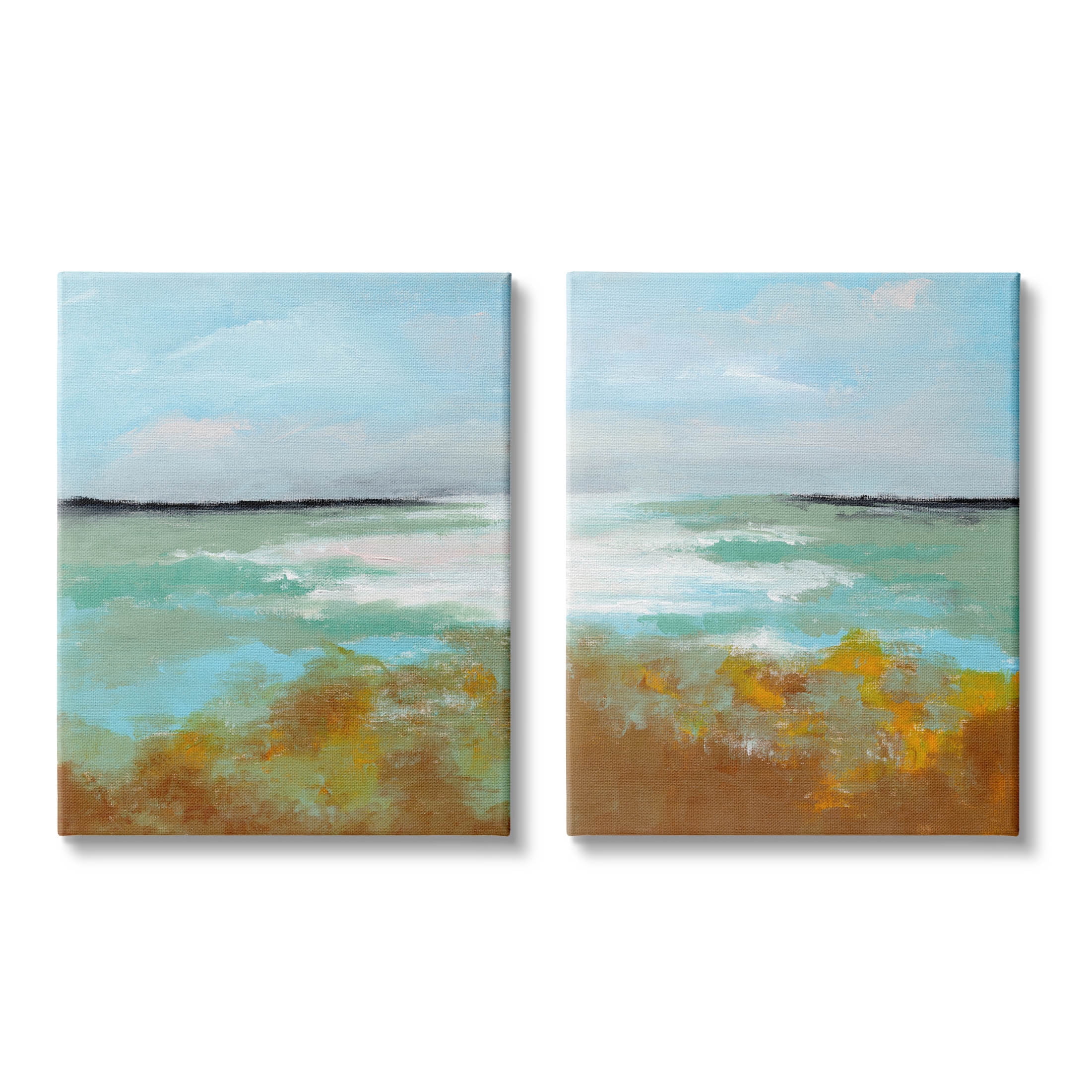 Stupell Industries Moss Abstract Grassy Landscape Painting Gallery Wrapped Canvas Print Wall Art, Set of 2, Design by Nikita Jariwala