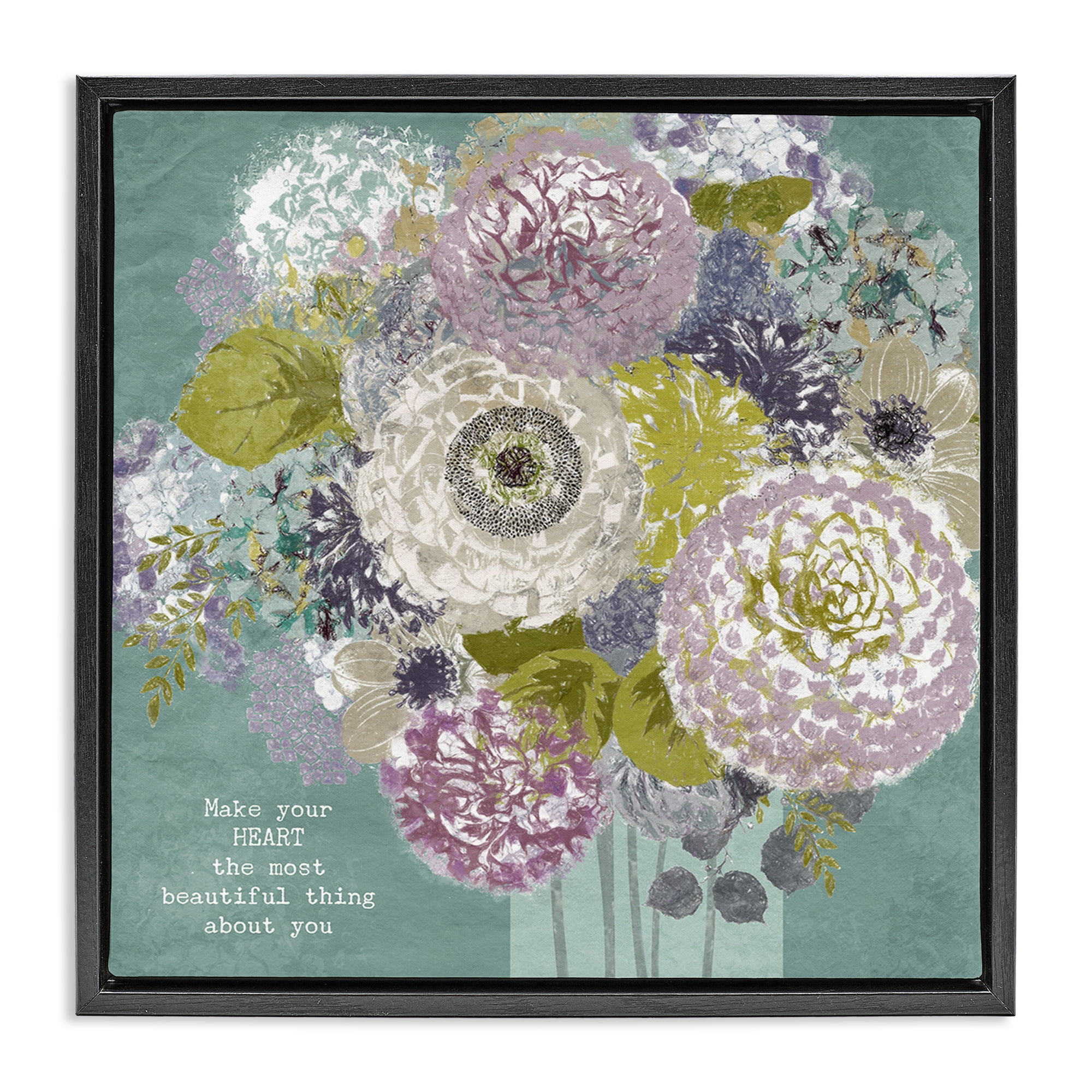 Stupell Industries Most Beautiful Thing Florals Black Framed Floater Canvas Wall Art, design by Suzanne Nicoll