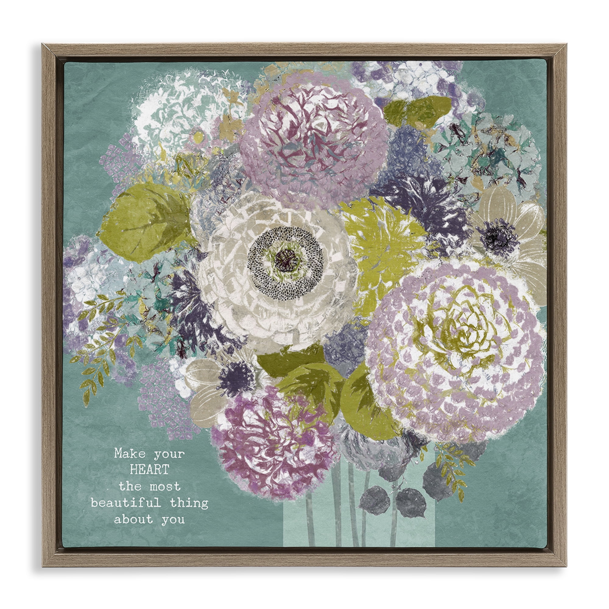 Stupell Industries Most Beautiful Thing Florals Brown Framed Floater Canvas Wall Art, design by Suzanne Nicoll