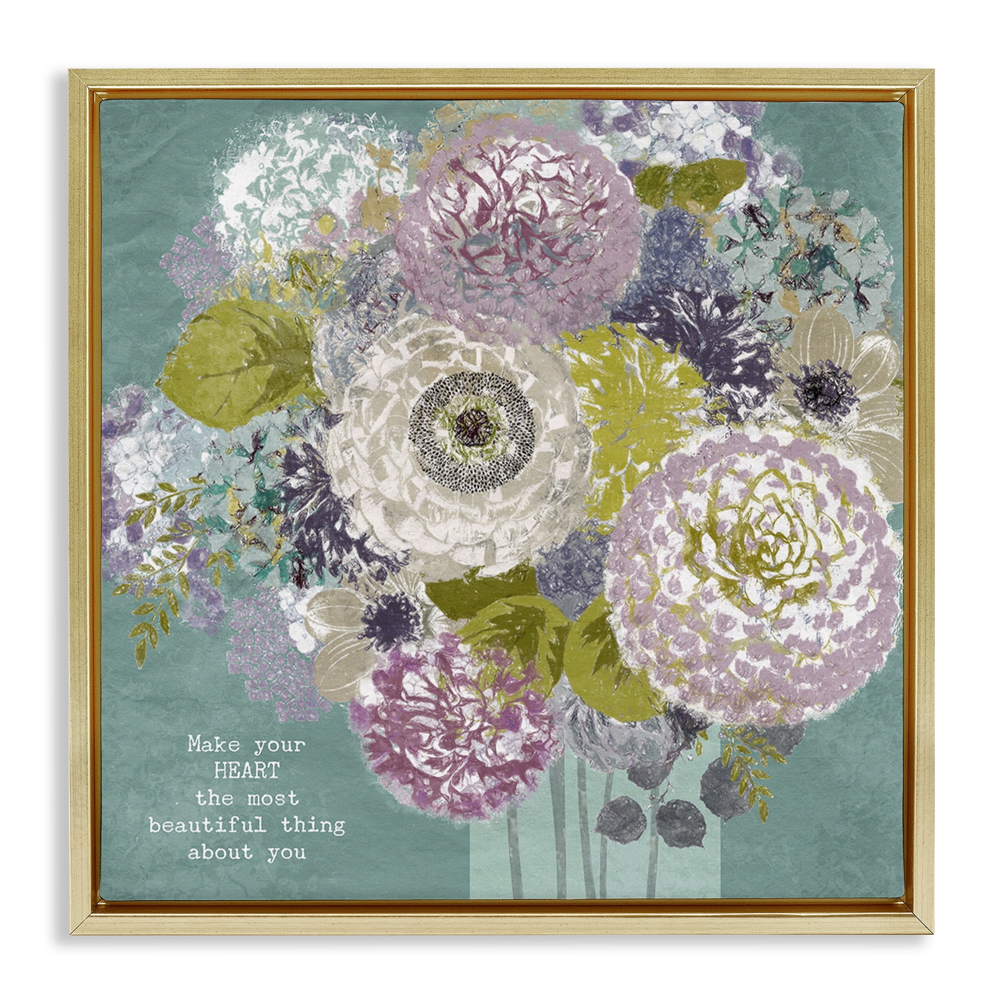 Stupell Industries Most Beautiful Thing Florals Gold Framed Floater Canvas Wall Art, design by Suzanne Nicoll