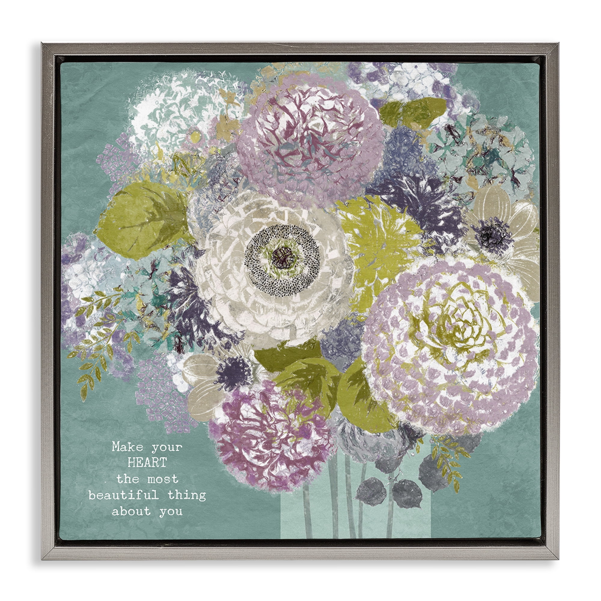 Stupell Industries Most Beautiful Thing Florals Gray Framed Floater Canvas Wall Art, design by Suzanne Nicoll