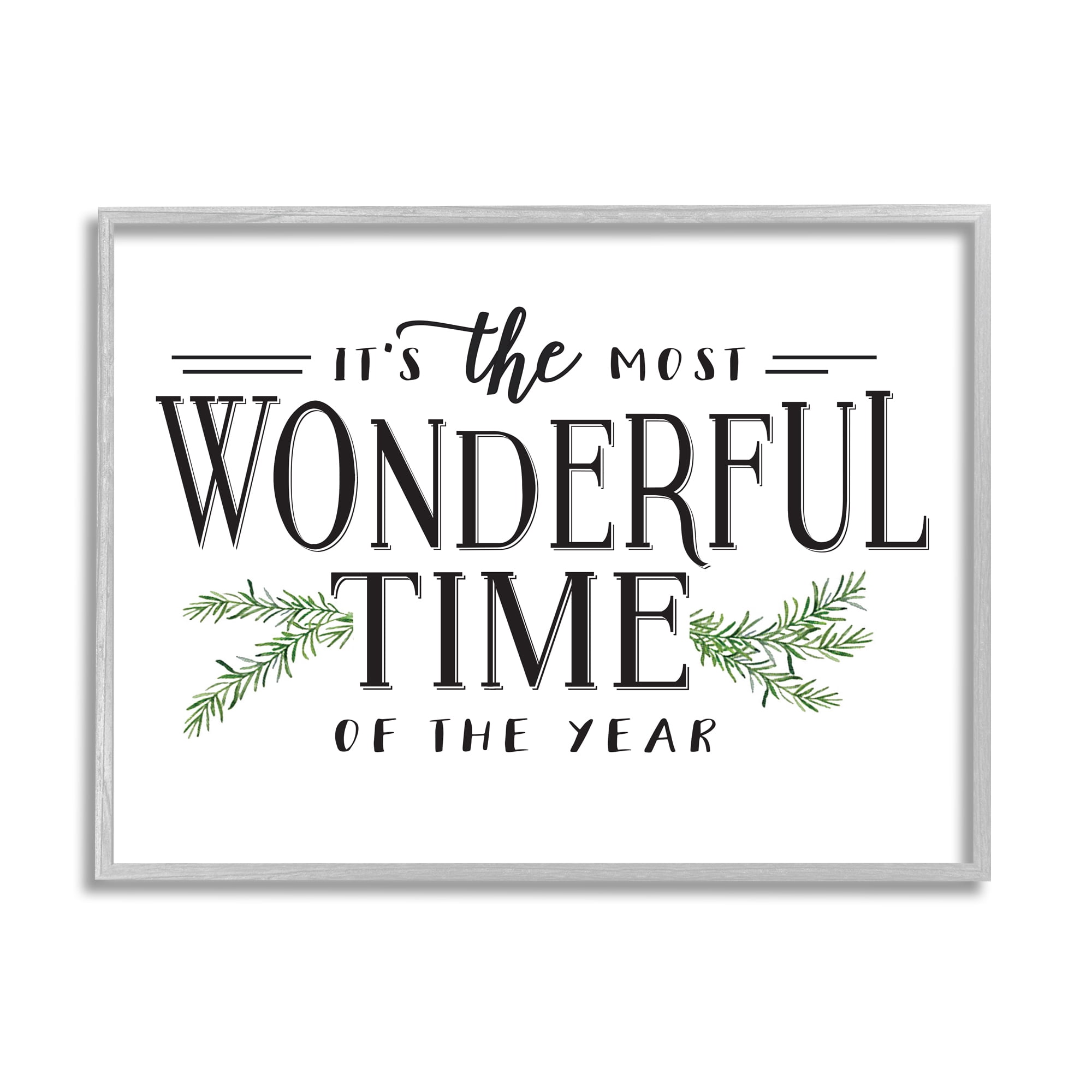 Stupell Industries Most Wonderful Time Christmas Holiday Word Design, 11 x 14,Design by Lettered and Lined