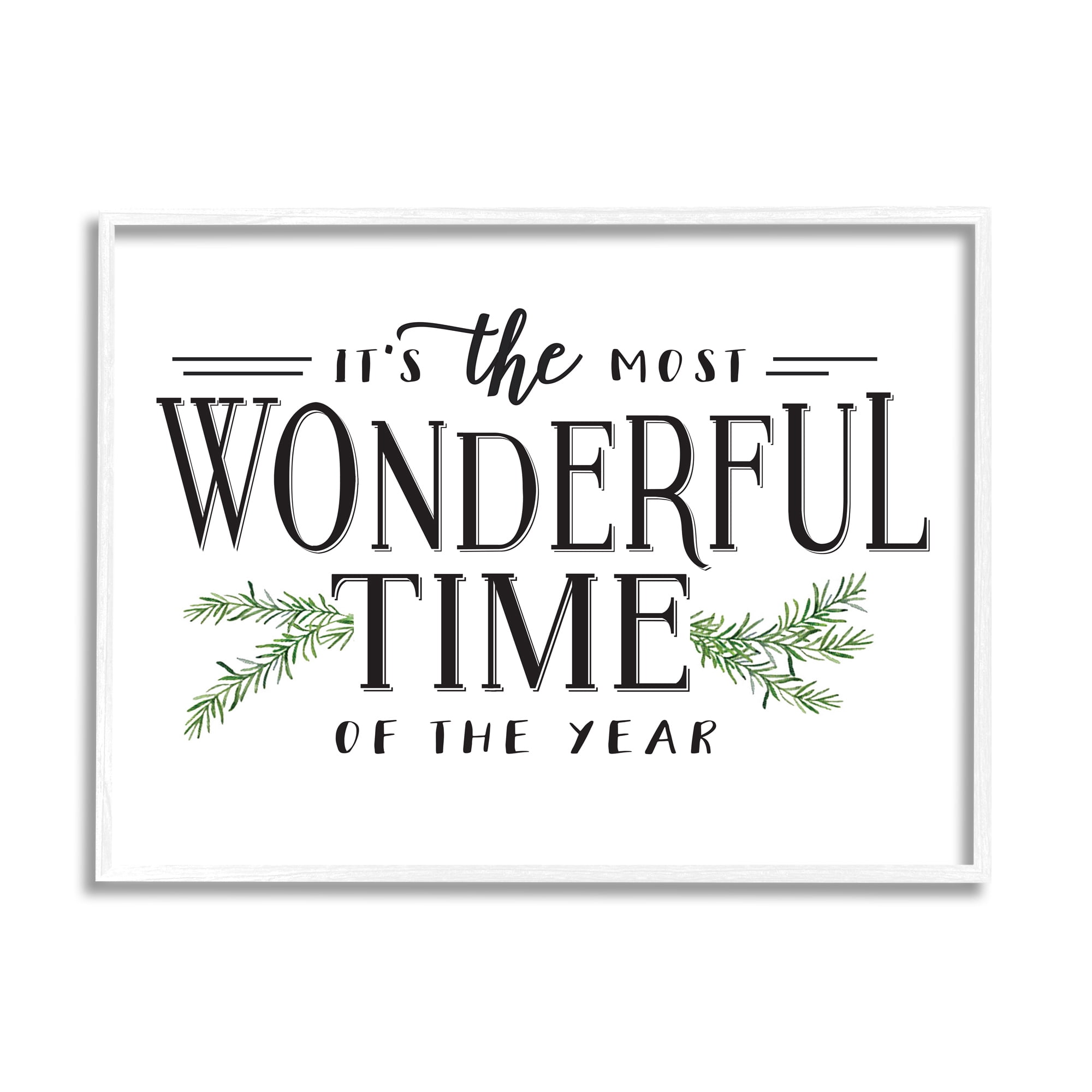 Stupell Industries Most Wonderful Time Christmas Holiday Word Design, 11 x 14,Design by Lettered and Lined