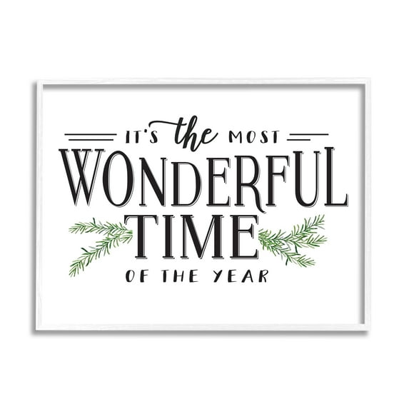 Stupell Industries Most Wonderful Time Christmas Holiday Word Design, 16 x 20,Design by Lettered and Lined