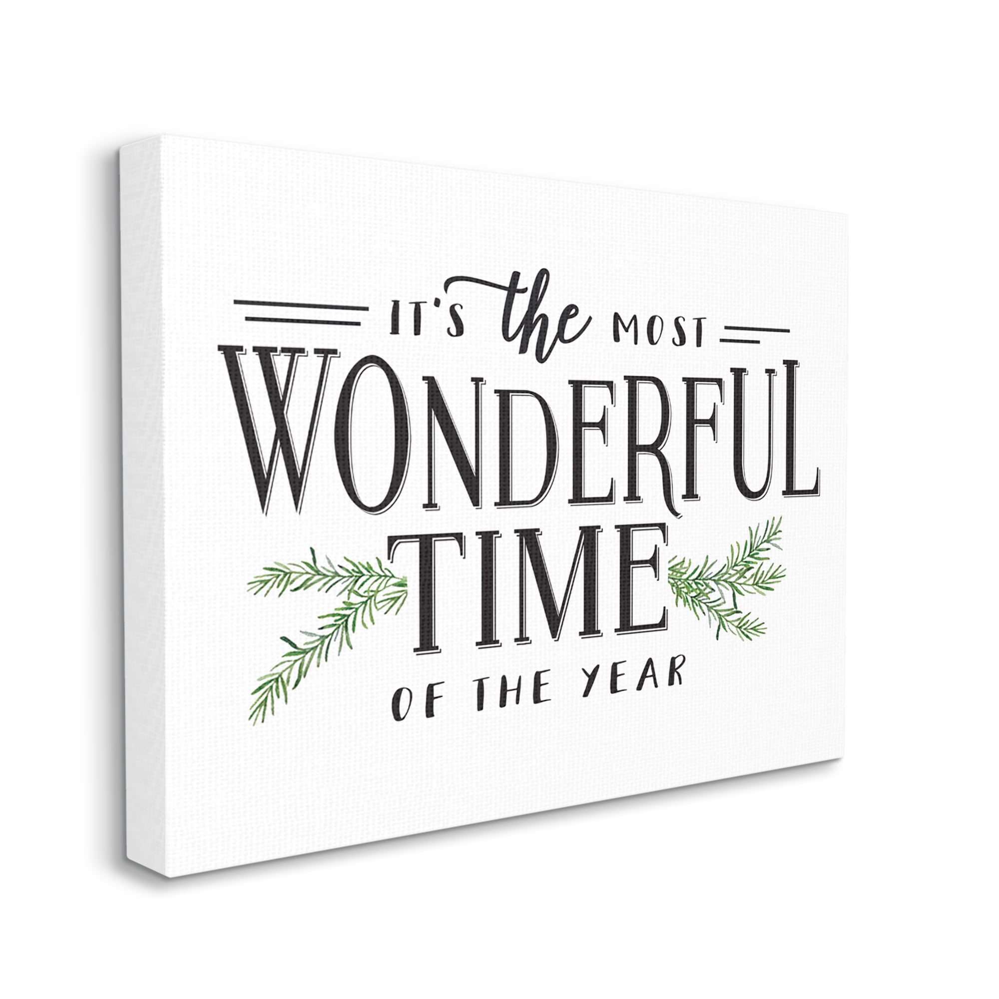 Stupell Industries Most Wonderful Time Christmas Holiday Word DesignCanvas Wall Art By Artist Lettered and Lined