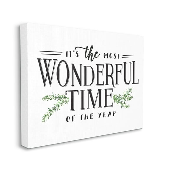 Stupell Industries Most Wonderful Time Christmas Holiday Word DesignCanvas Wall Art By Artist Lettered and Lined