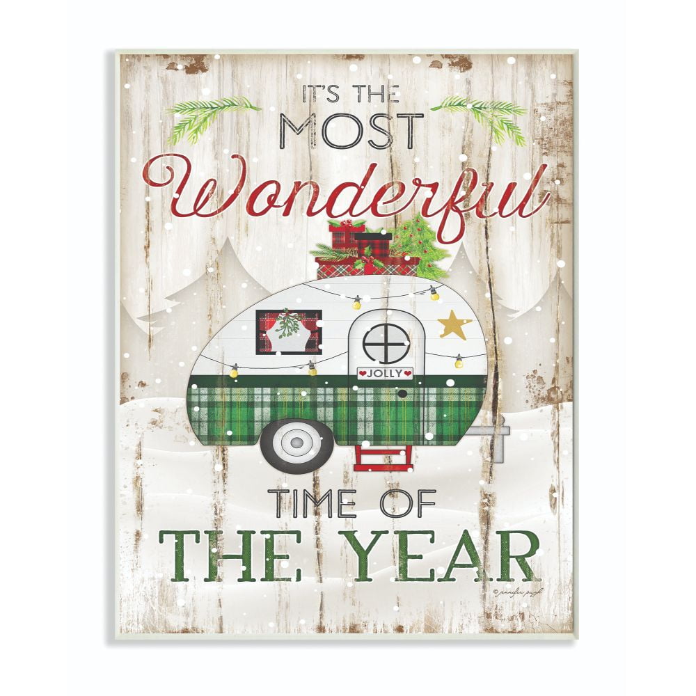 Stupell Industries Most Wonderful Time ホリデーフレーズ スノーフィールドツリー Soulspeak ＆ Sawdust デザイン並行輸入