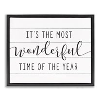 Stupell Industries Most Wonderful Time Rustic Chic Holiday Painting Black Floater Framed Canvas Art Print Wall Art, 21 x 17