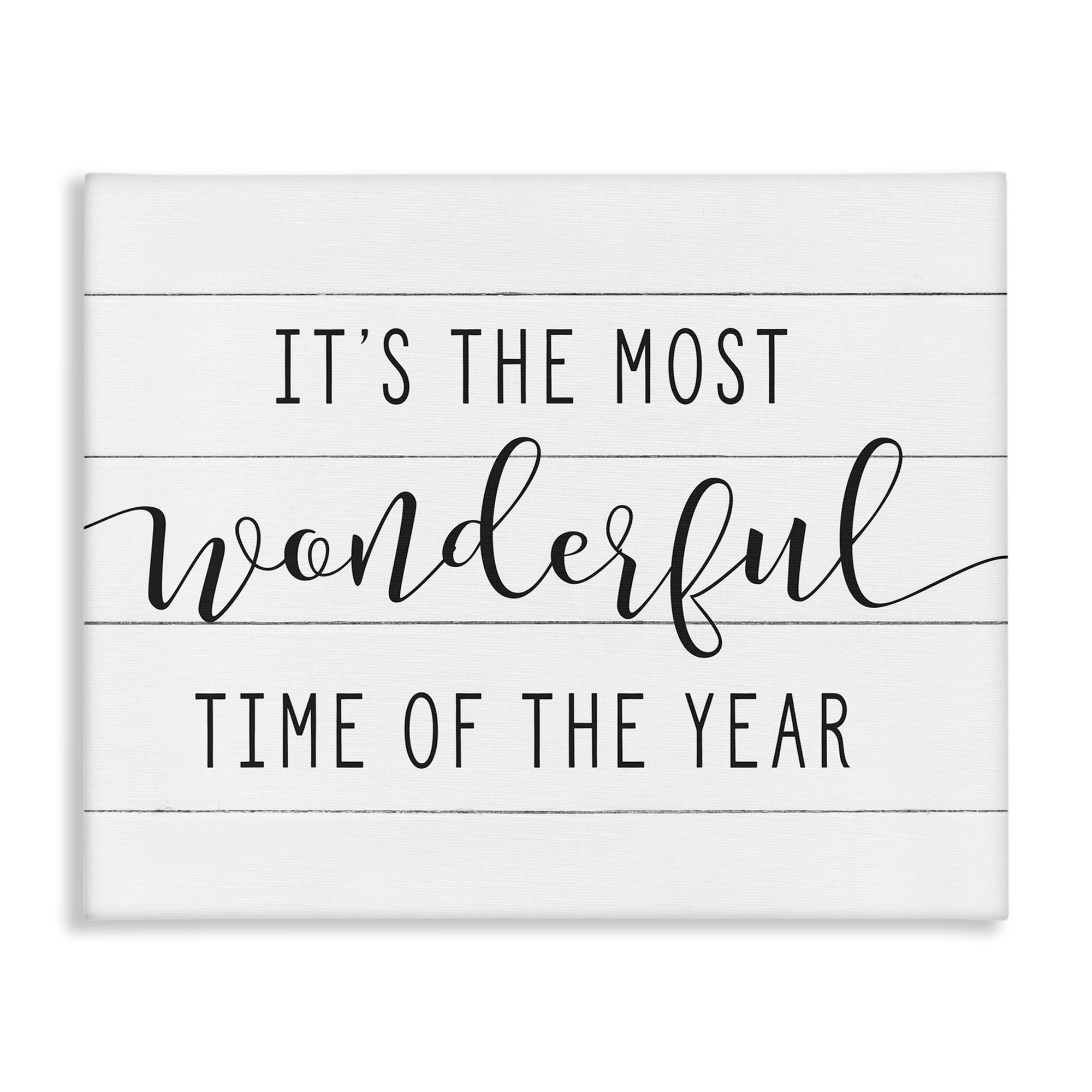 Stupell Industries Most Wonderful Time Rustic Chic Holiday Painting Gallery Wrapped Canvas Art Print Wall Art, 48 x 36