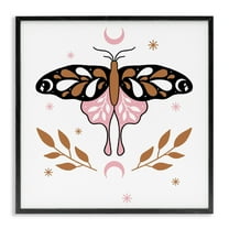 Stupell Industries Moth & Crescent Moons Animals Painting Black Framed Art Print Wall Art, 12 x 12