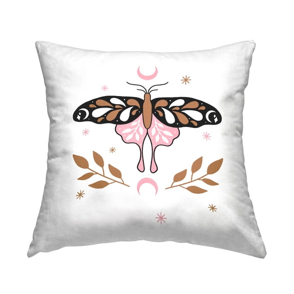 Stupell Industries Moth & Crescent Moons Decorative Printed Throw Pillow Design by Ahmed Sameh Hussein.
