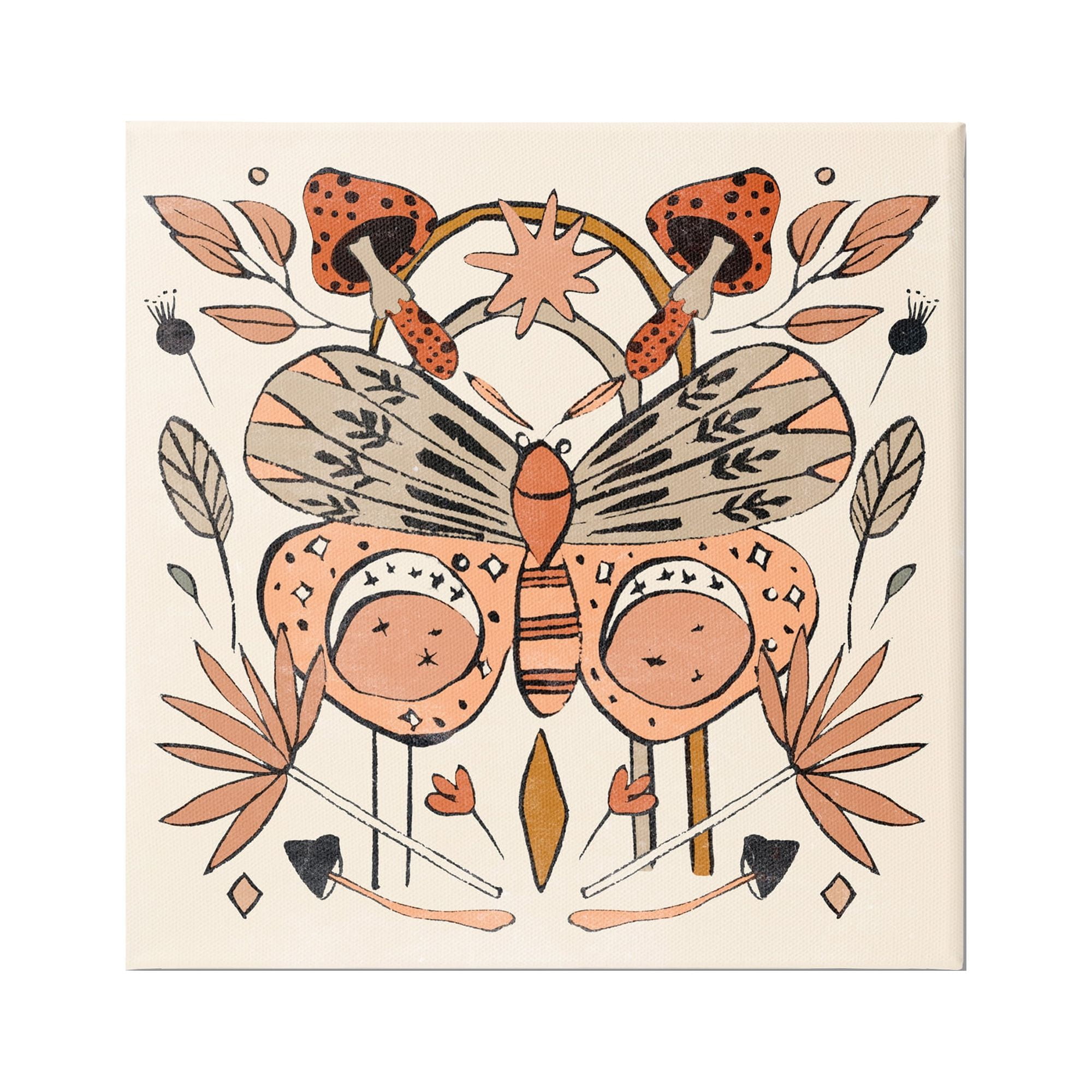 Stupell Industries Moth & Herbs Pattern Animals & Insects Painting Gallery Wrapped Canvas Print Wall Art, 36 x 36