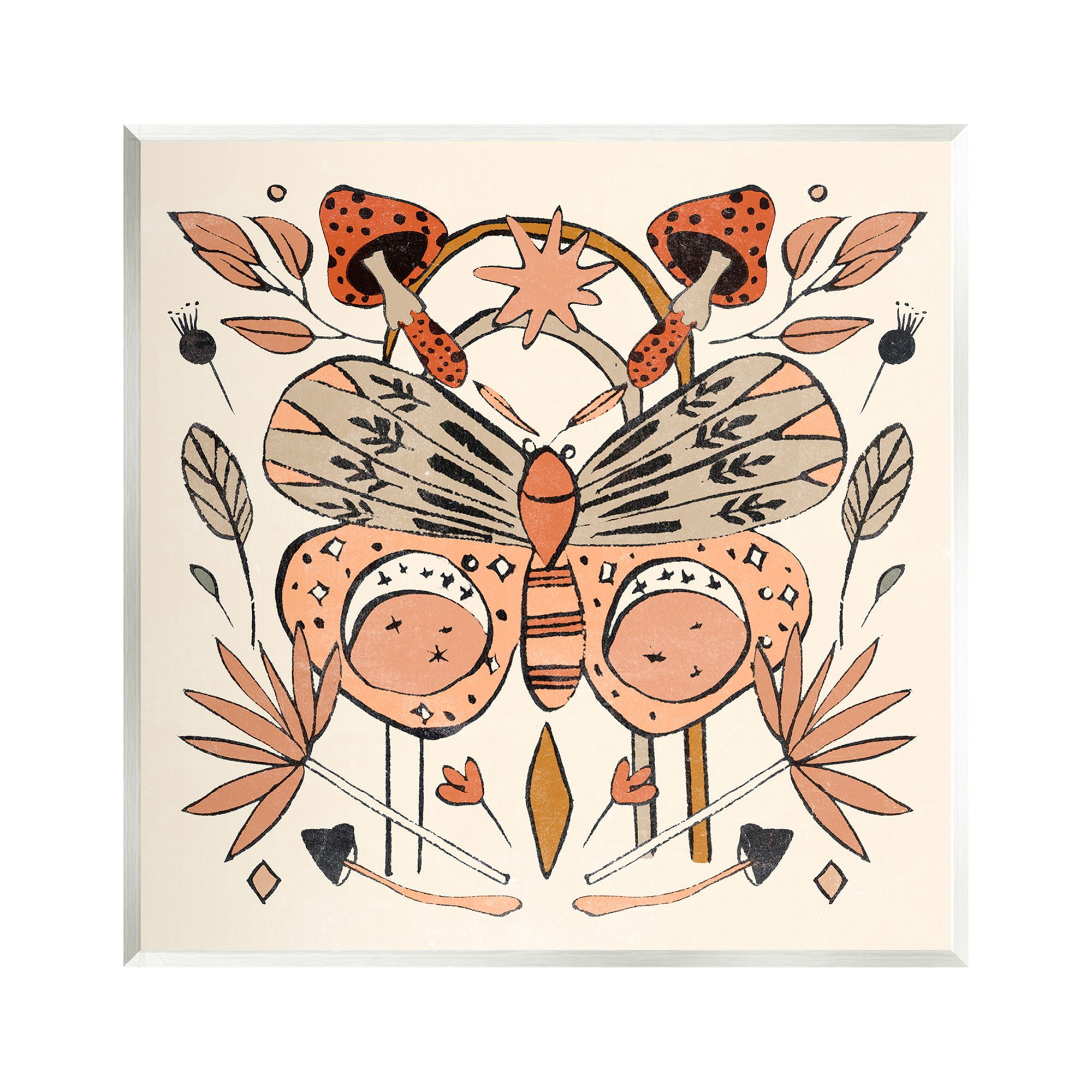 Stupell Industries Moth & Herbs Pattern Animals & Insects Painting Unframed Art Print Wall Art, 12 x 12