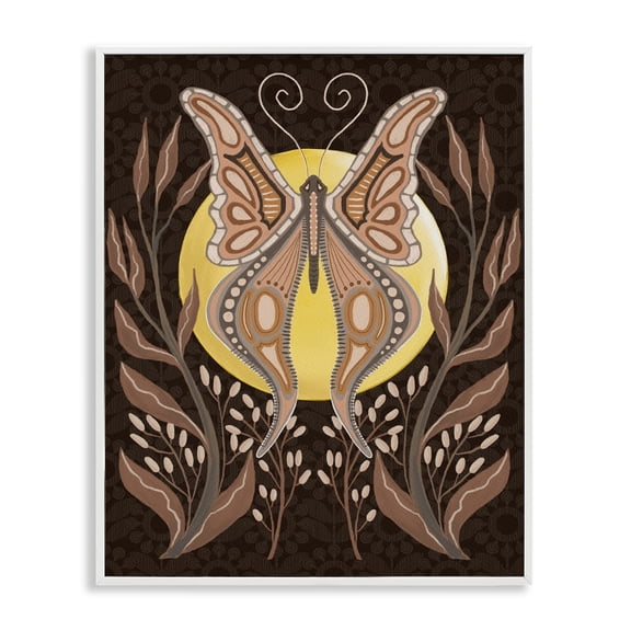 Stupell Industries Moth & Moon Botanicals Insects Painting White Framed Art Print Wall Art, 11 x 14
