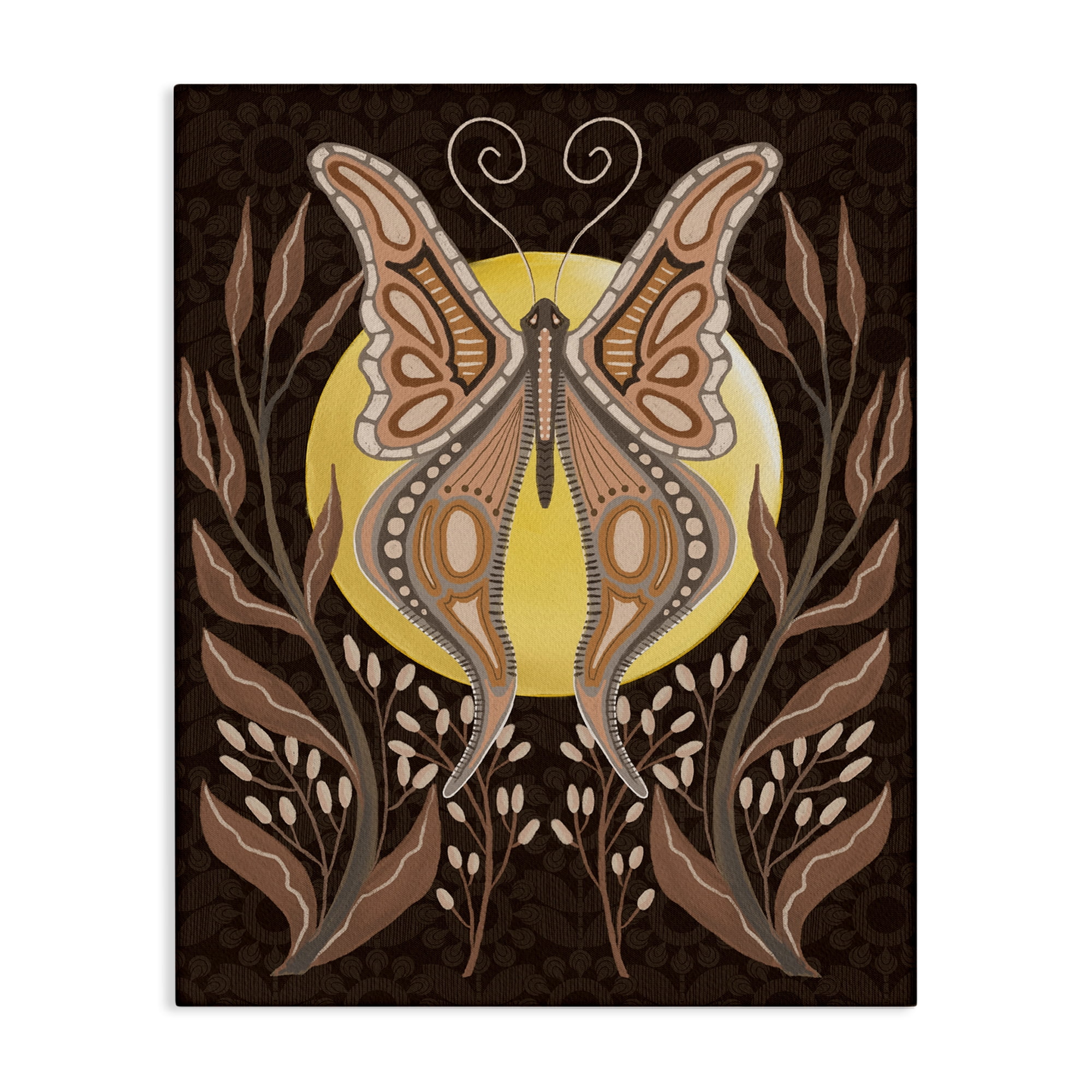 Stupell Industries Moth & Moon Botanicals Insects Painting Wrapped Canvas Art Print Wall Art, 24 x 30