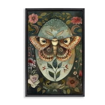 Stupell Industries Moth with Blooming Florals Floral Painting Black Floater Framed Canvas Art Print Wall Art, 17 x 25