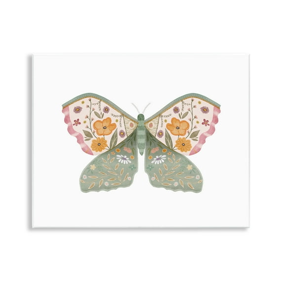 Stupell Industries Moth with Floral Wings Insects Painting Unframed Art Print Wall Art, 14 x 11
