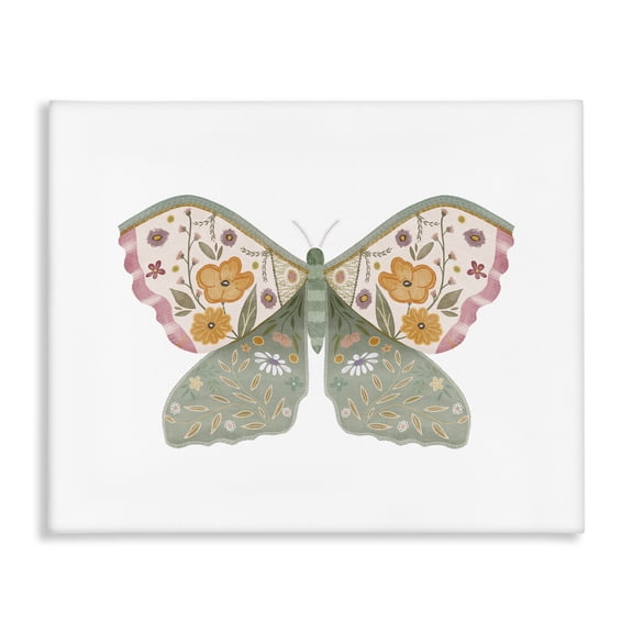 Stupell Industries Moth with Floral Wings Insects Painting Wrapped Canvas Art Print Wall Art, 30 x 24